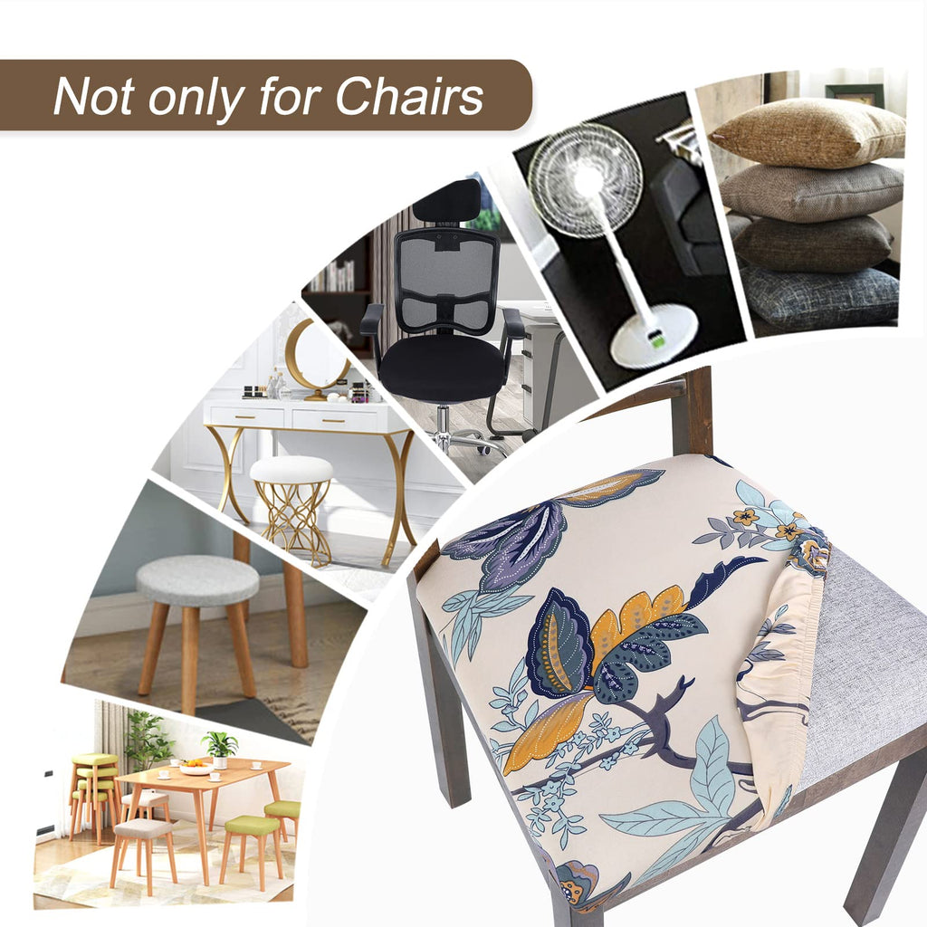 SearchI Seat Covers for Dining Room Chairs Stretch Printed Chair Seat Covers Set of 2, Removable Washable Upholstered Chair Seat Protector Cushion Slipcovers for Kitchen, Office(Ball Flower)