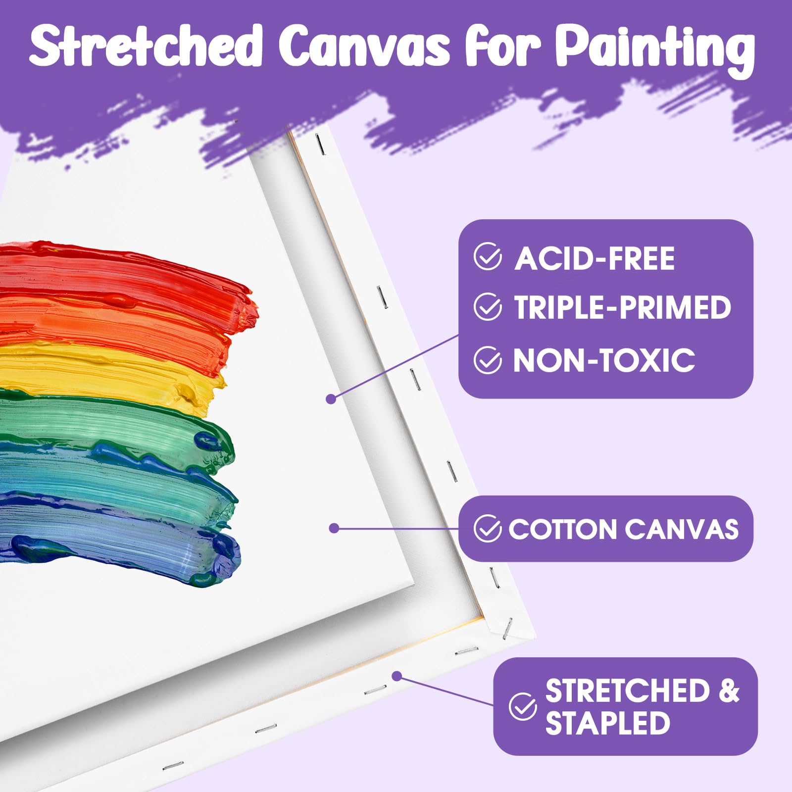 ESRICH Stretched Canvas for Painting 5x7, 48 Pack Small Canvases for Painting 5/8" Profile Primed Acid-Free Blank Painting Canvas for Kids & Artists for Decorations, Painting Parties.