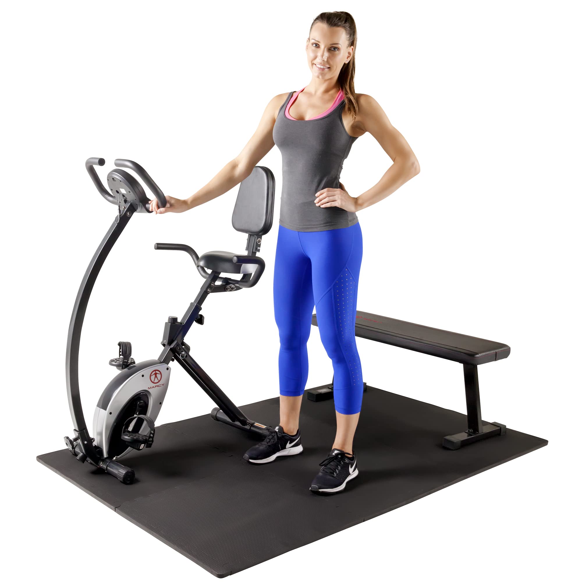 Marcy EVA Foam Interlocking Flooring Mat High Density Non-Slip Tiles for Fitness Equipment, Workout Cushion and Floor Protection