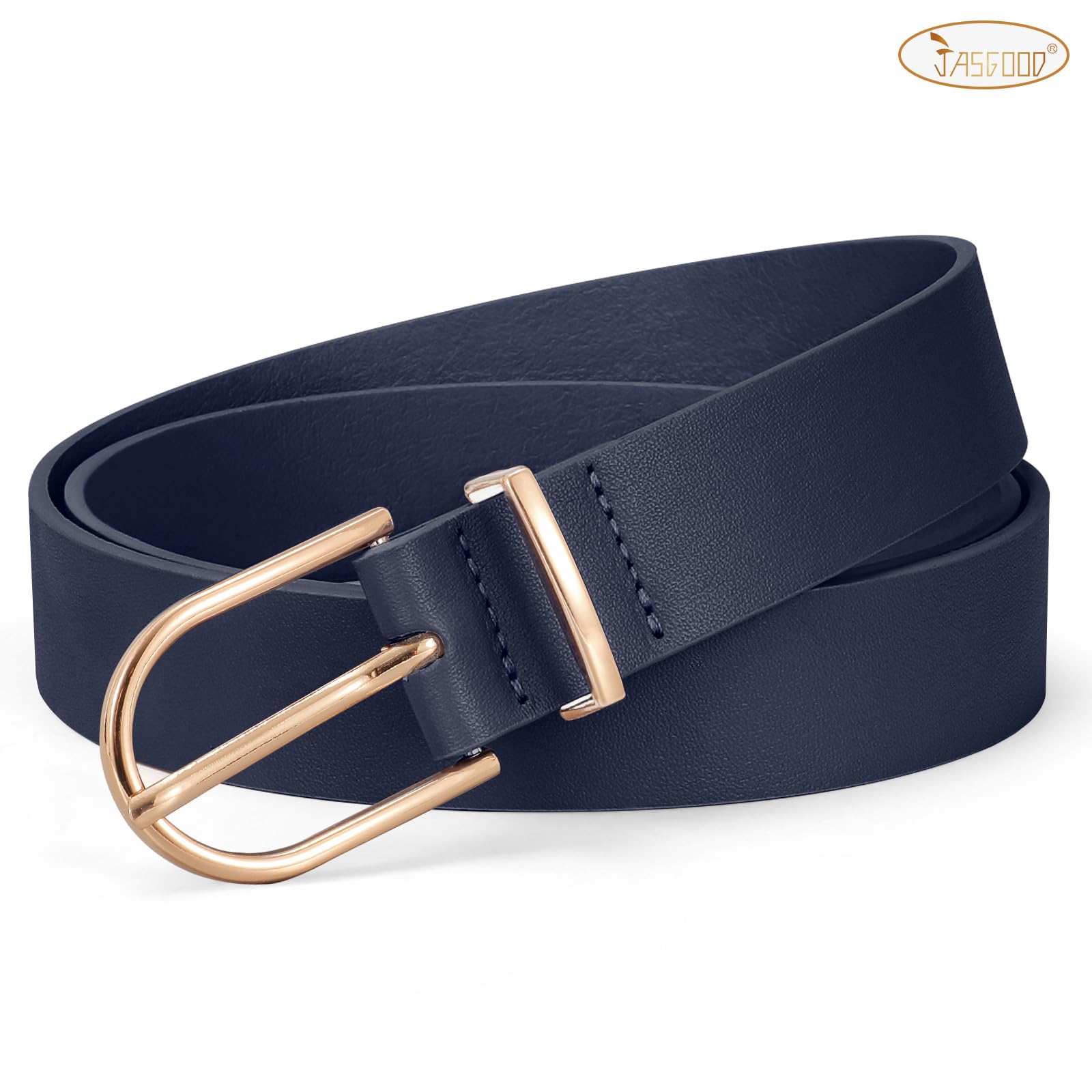 JASGOOD Women’s Leather Belts for Jeans Pants Fashion Ladies Belt with Gold Buckle