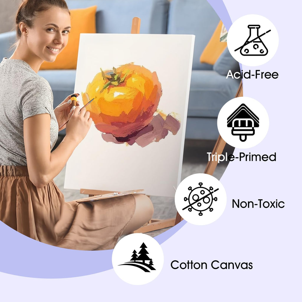 ESRICH Stretched Canvas for Painting 5x7, 48 Pack Small Canvases for Painting 5/8" Profile Primed Acid-Free Blank Painting Canvas for Kids & Artists for Decorations, Painting Parties.