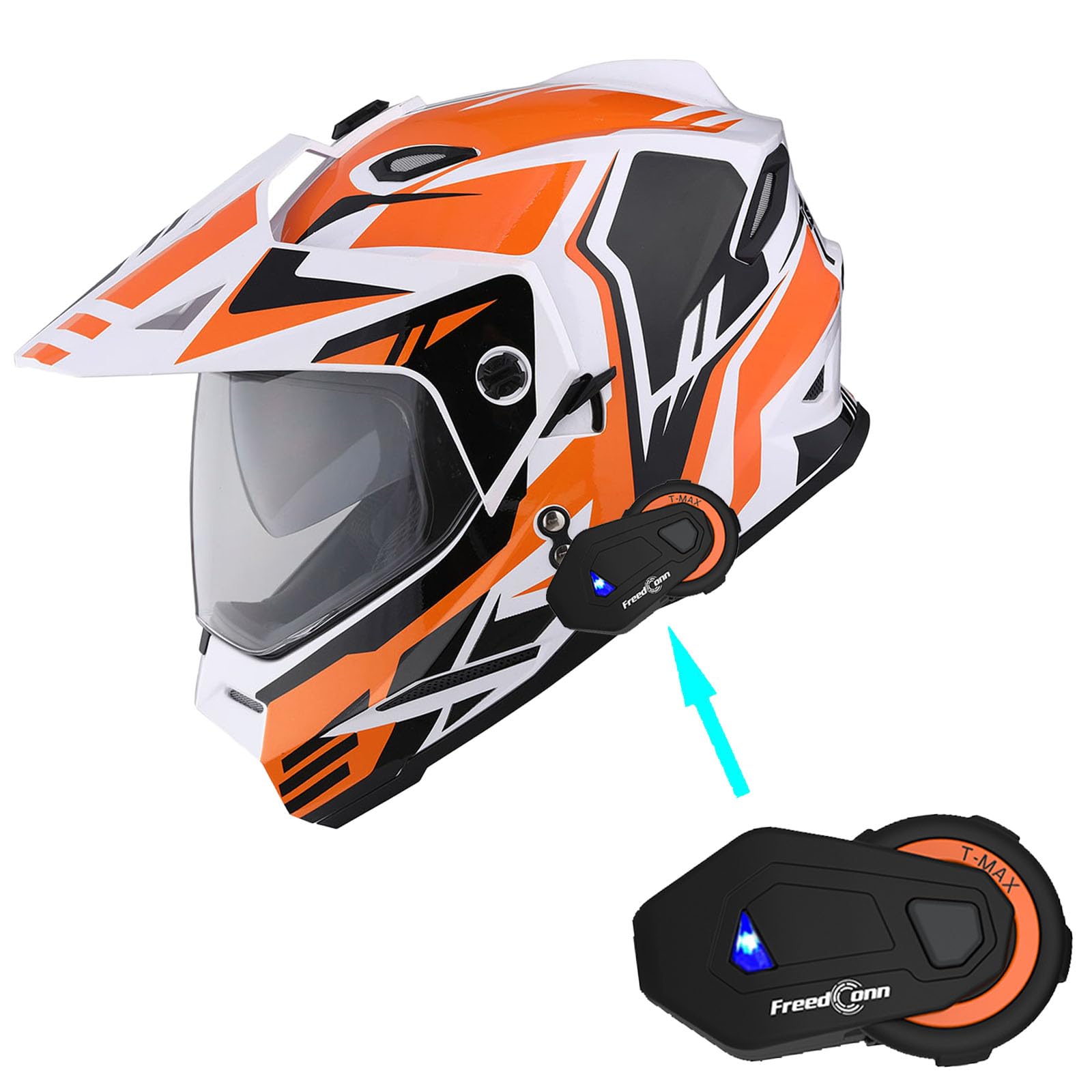 1Storm Dual Sport Motorcycle Motocross Off Road Full Face Helmet Dual Visor: HF802