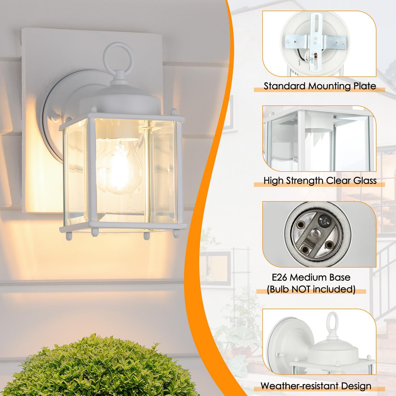 MATAMEYE Outdoor Wall Lantern, Exterior Dark Chocolate Waterproof Wall Sconce Lighting Fixture, Front Door Wall Lamp with Clear Beveled Glass, 2 Pack