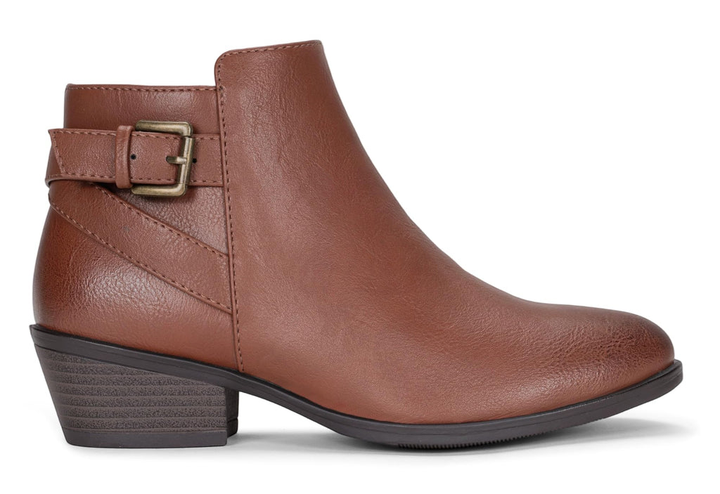 Vepose Women's Short Ankle Boots Low Heel, Western Cutout Perforated Booties