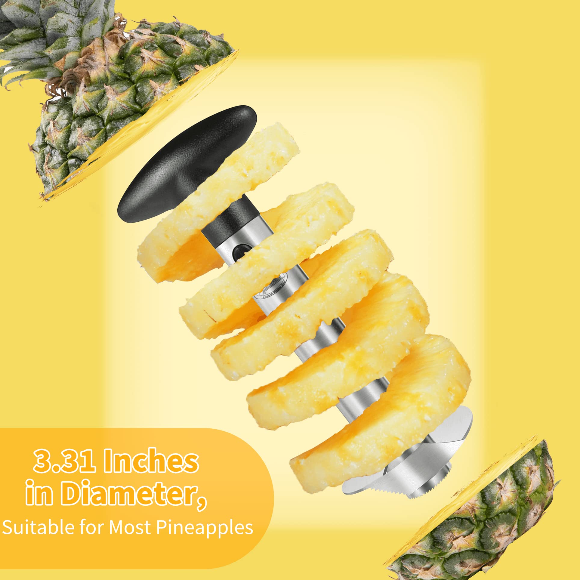 Pineapple Corer, [Upgraded, Reinforced, Thicker Blade] Newness Premium Pineapple Corer Remover, Stainless Steel Pineapple Core Remover Tool for Home & Kitchen with Sharp Blade for Diced Fruit Rings