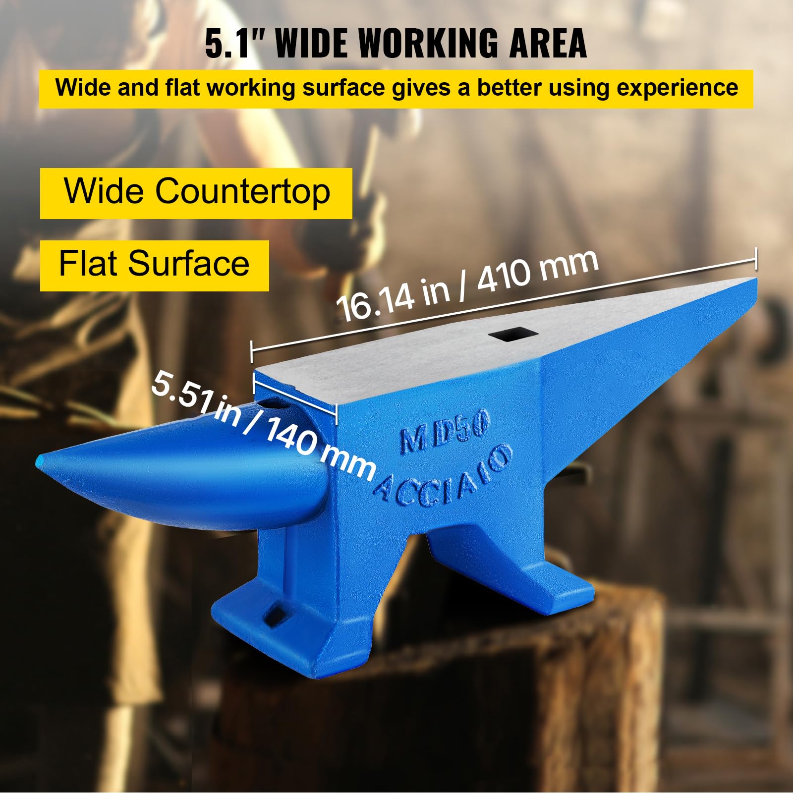 VEVOR Single Horn Anvil, 9 Lbs Cast Steel Anvil, High Hardness Rugged Round Horn Anvil Blacksmith, Compact Design and Stable Base, Forge Tools and Equipment, Metalsmith Tool for Bending and Shaping