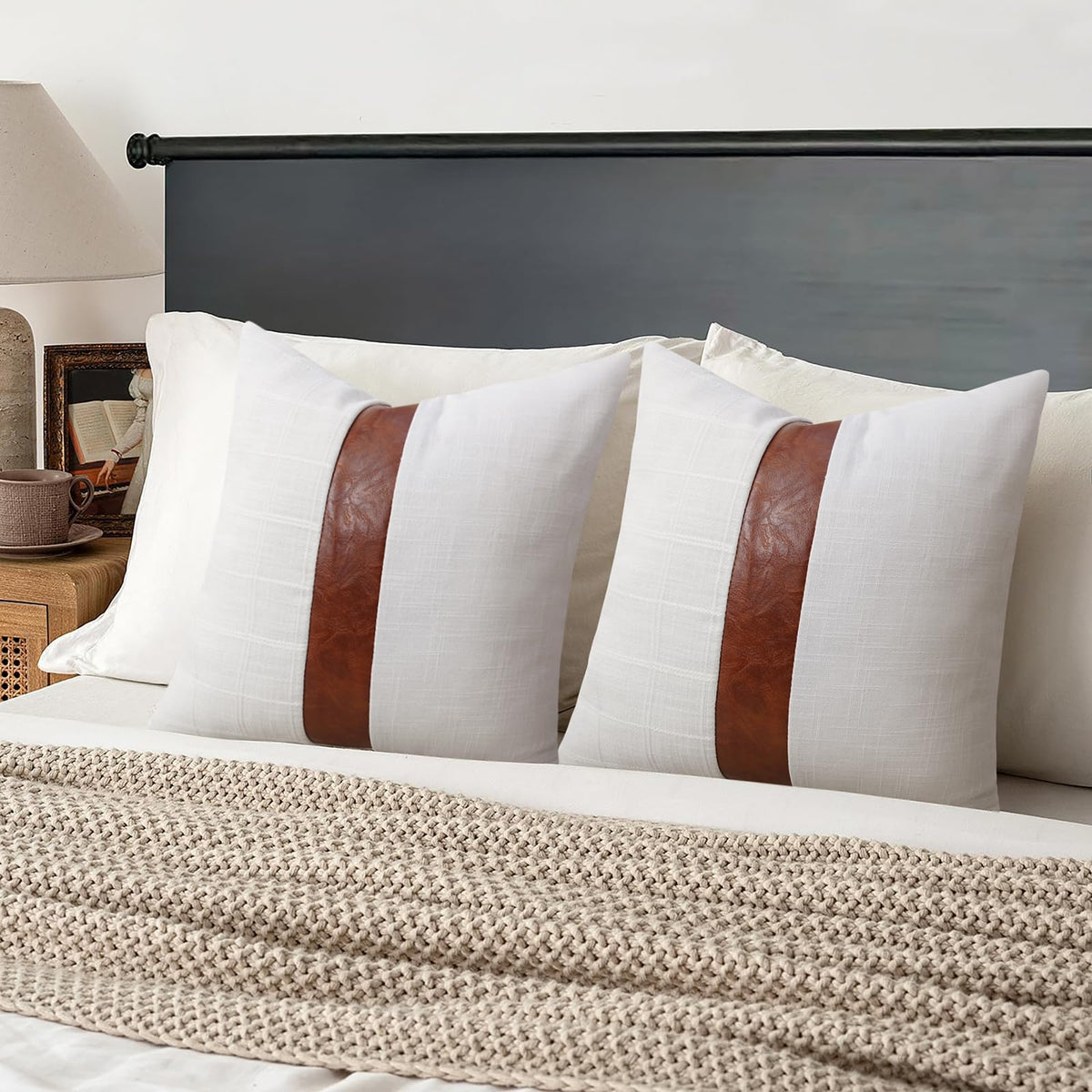 Beige Linen Throw Pillow Covers 18x18 inch