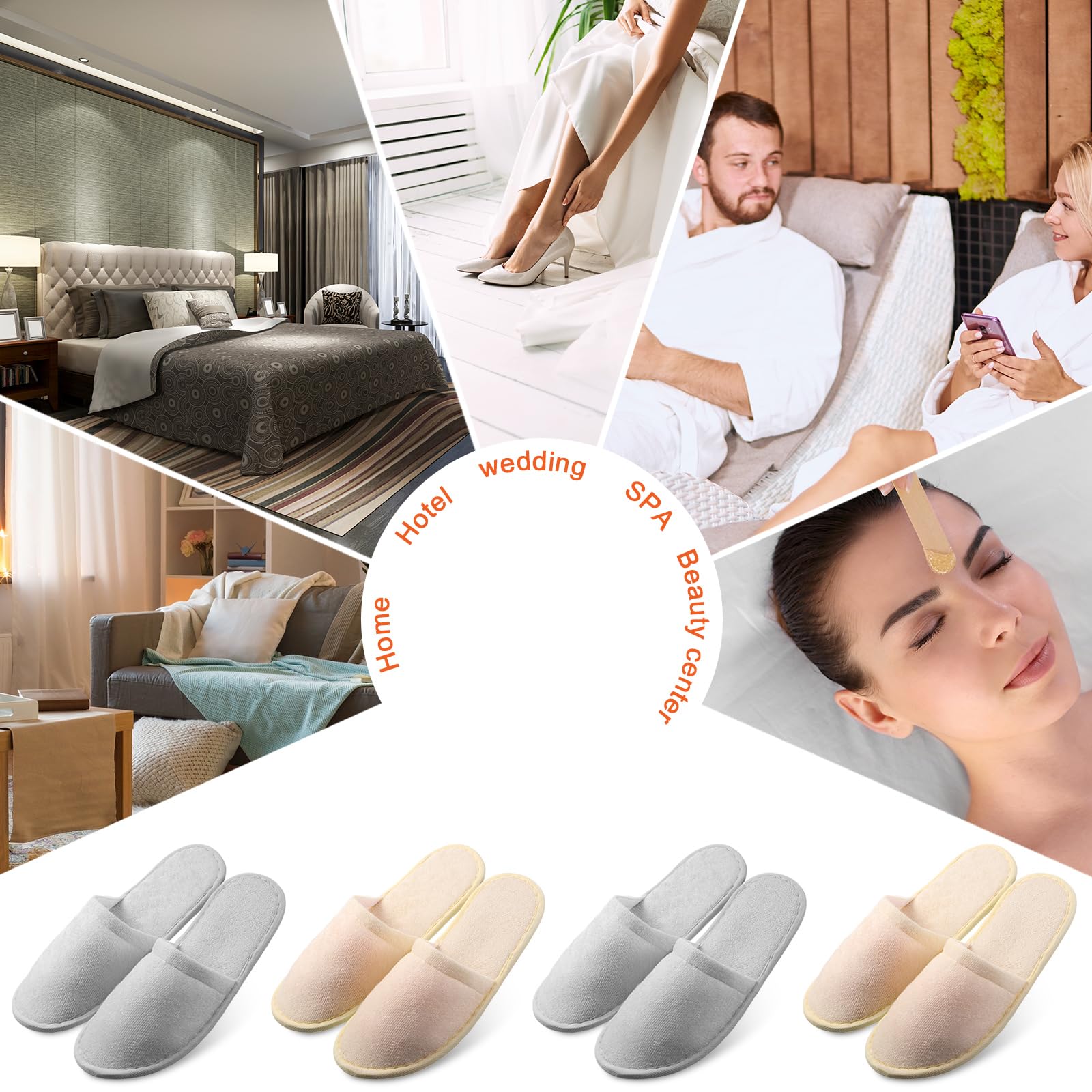 Geyoga 24 Pairs Disposable Slippers for Guests Bulk 2 Size Cotton Soft Spa Hotel House Slippers for Women Men Wedding Party Shoeless Home Indoor Travel