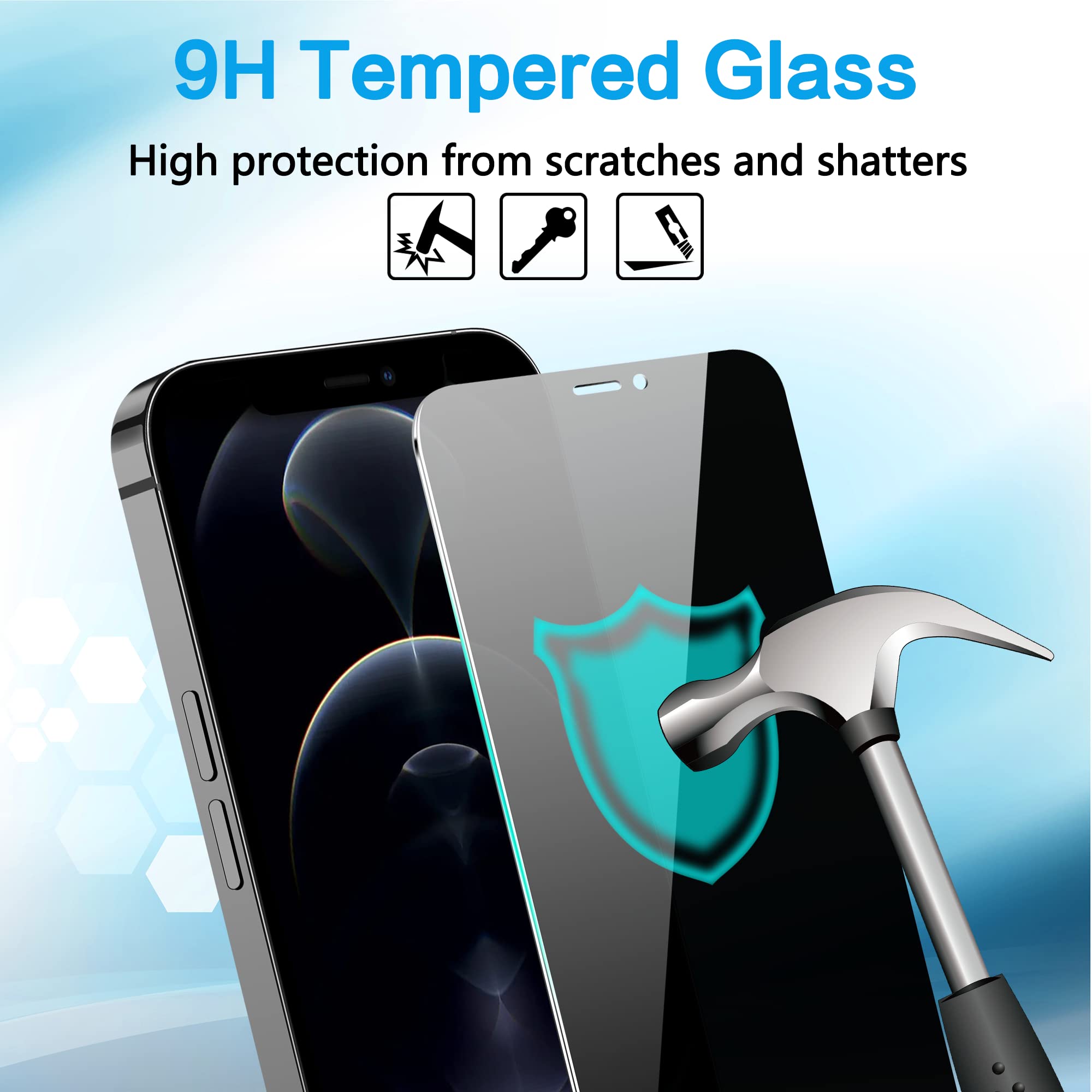 WHPXJY Privacy Screen Protector for iPhone 11 Pro Max & iPhone Xs Max (2 Pack), Tempered Glass Film with 28° Privacy Protection, Anti-Scratch, Easy Installation, Bubble-Free (Not for iPhone 11)
