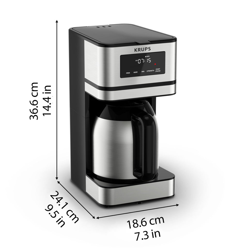 KRUPS Simply Brew Coffee Maker - Multi-Serve 4-in-1 with Stainless Steel Travel Tumbler, Black, 14oz