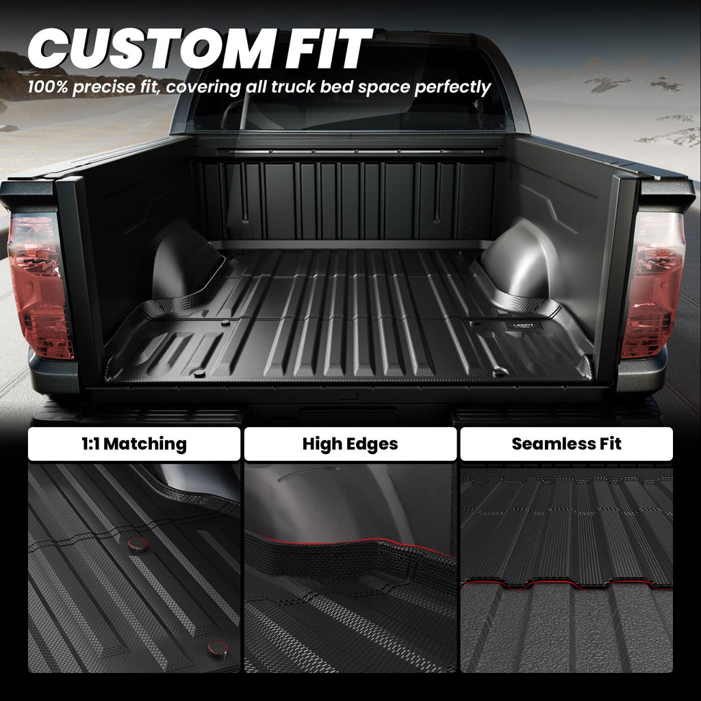 LASFIT Truck Bed Mat for 2009-2016 Ford F250 F350 F450 6.75ft Super Duty 81.9'' Bed Liner(Not fit with Drop-in Bed Liner), TPE 100% All Weather Car Bed Mat for F-250 F-350 F-450,1PCS Black