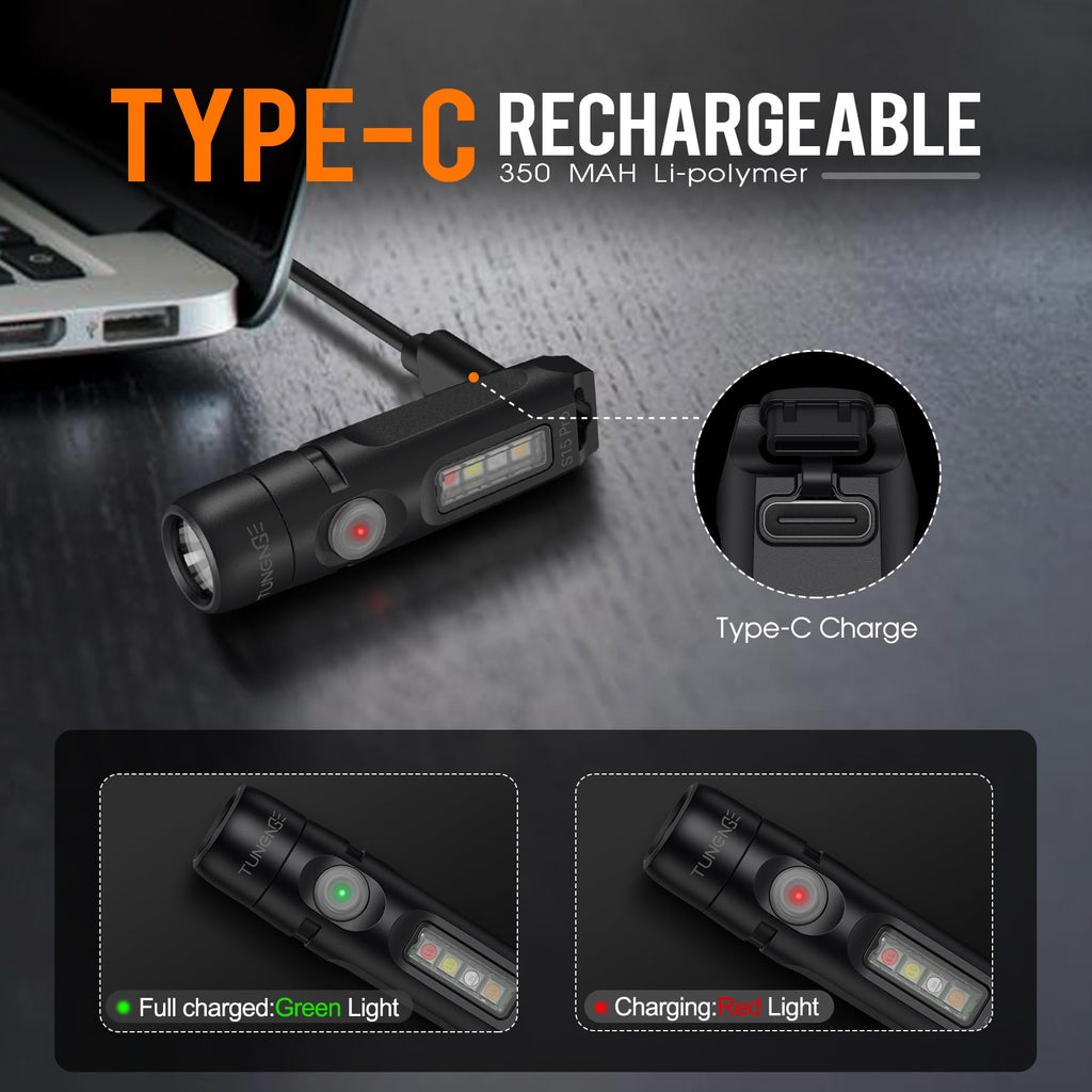 S15PRO-TK 7075 Aluminum Keychain Flashlight Rechargeable, 750 Lumens EDC Mini Flashlight, Pocket Light with 5 Side Light + Screwdriver & Quick-Release Tail Cap for Emergencies, Maintenance, Khaki