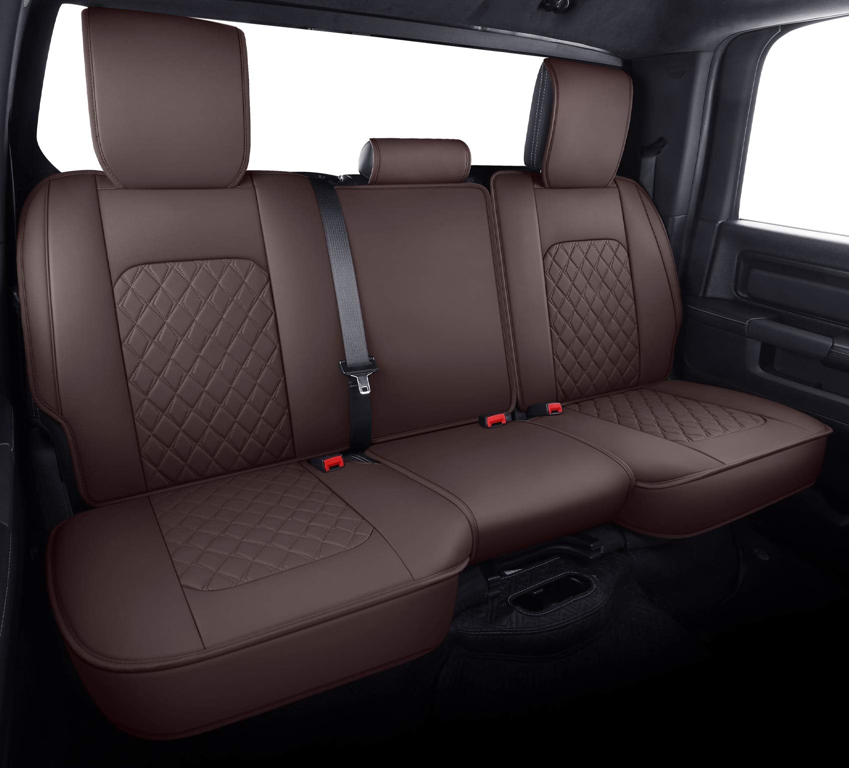 Aierxuan Dodge Ram Front Seat Covers Custom Fit 2009-2026 1500/2500/3500 Truck Pickup Crew Quad Regular Cab Heavy Duty Waterproof Leather Airbag Compatible Cushions(2 PCS Front/Black)