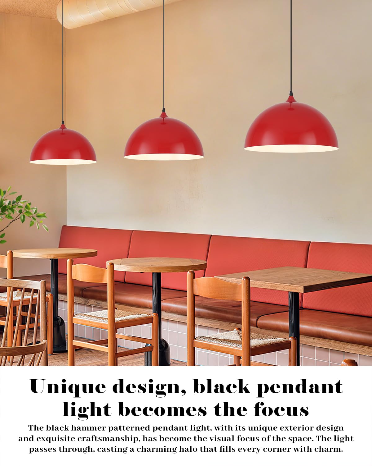 White Pendant Lights, 11.8 inch Pendant Lights Kitchen Island, Farmhouse Pendant Light Fixtures (White Inside), Industrial Pendant Lighting for Dining Room, Bedroom, Hallway (1 Pack)