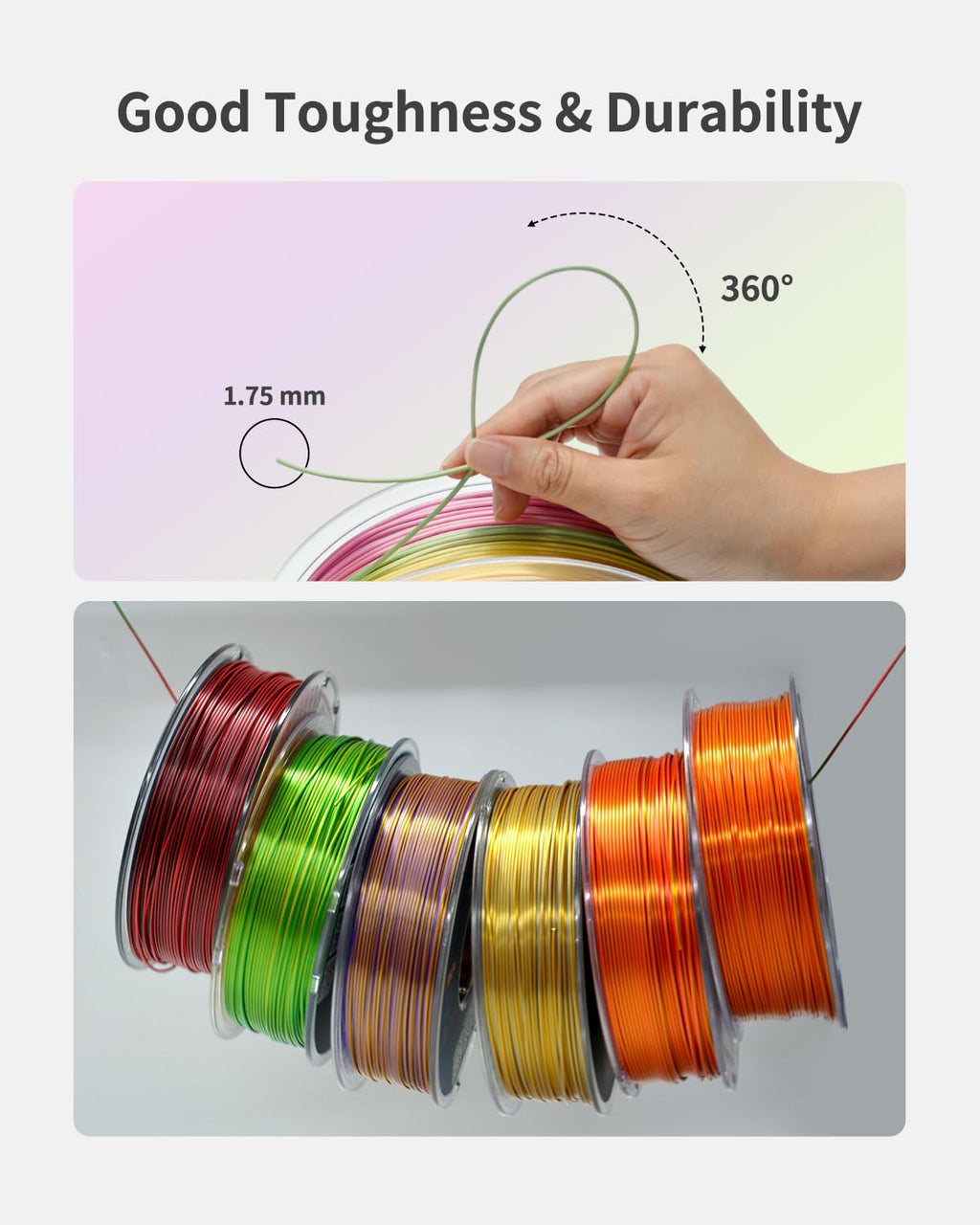PLA Filament 1.75mm, 3D Printer Filament 1kg Spool (2.2lbs), Neatly Wound, +/- 0.02mm Precision, No Clog/Bubble, Excellent Layer Adhesion, Fits Most FDM Printers, Apple Green