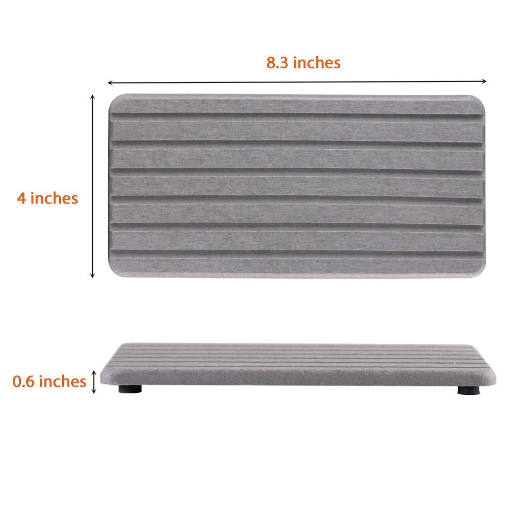NiuYichee 2 PCS Water Absorbent diatomite Coasters, 7.1" x 3.5" Water Absorbing Stone Tray for Sink, Stone Drying mat for Kitchen Counter, Stone soap Tray Used for Hand Soaps & toiletries & Plants