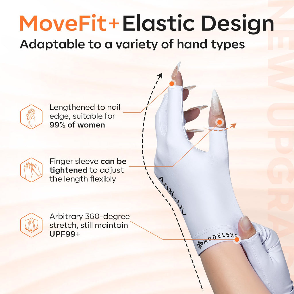 modelones UV Gloves for Gel Manicures, Professional UPF99+ Anti UV Protection Gloves for Gel Nail Lamp (Black)