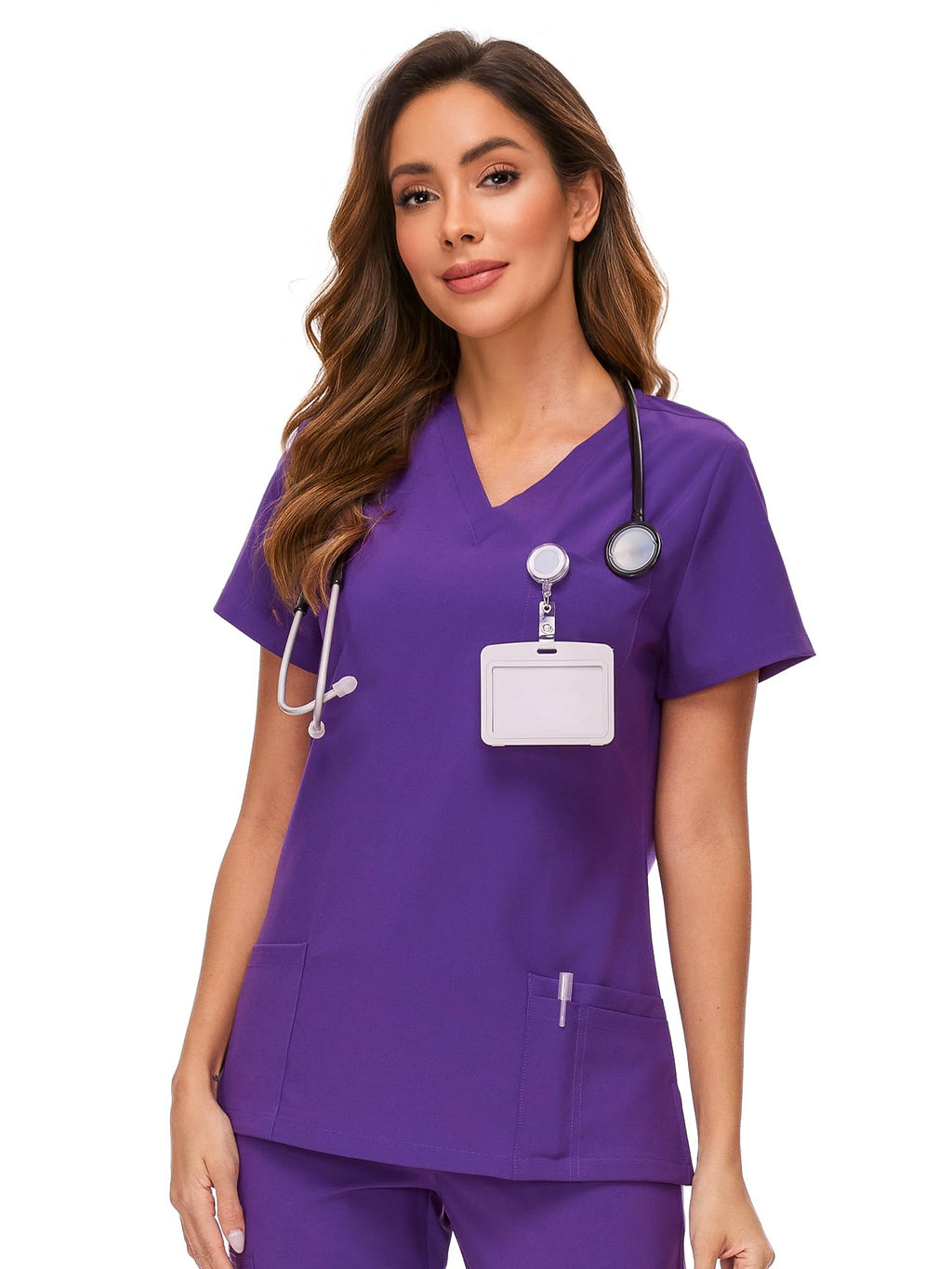 COZYFIT Scrub Tops for Woman - Soft Stretch, V-Neck Top Scrubs with 3 Pockets, Easy Care for Women