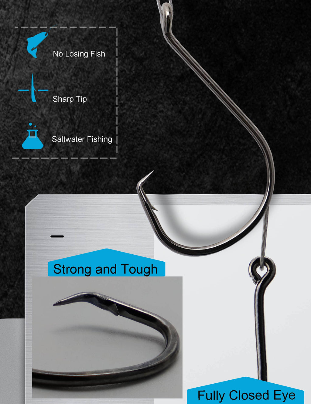 Circle Hooks Rigs Saltwater Steel Leader Wire, 25pcs Heavy Duty Circle Hook with Leader Wire Bass Catfish Fishing Lure Rig