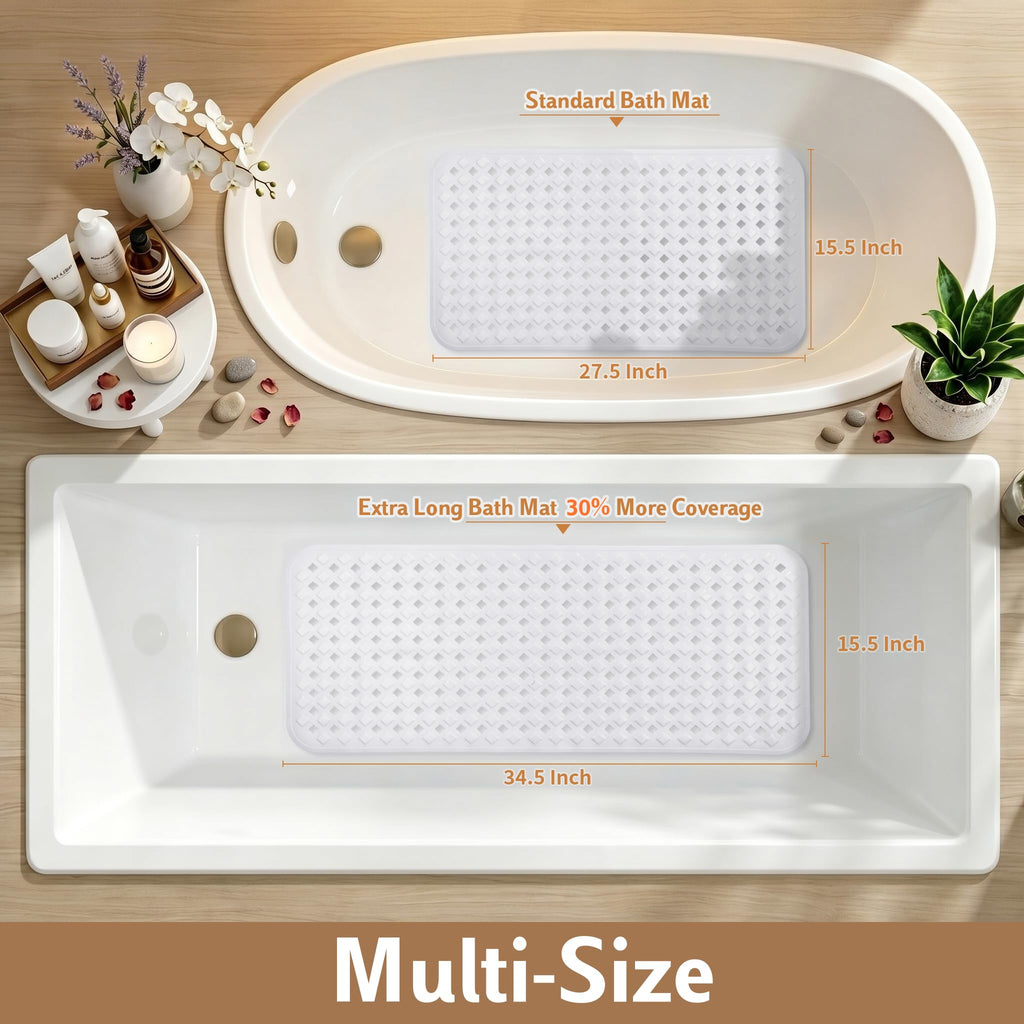 Yimobra Square Shower Mat Non Slip, Super Strong Suction Cups, 21"X21" Bath Tub Mat with Drain Holes, Machine Washable Fast Draining Bath Mats, Bathroom Essentials,Black