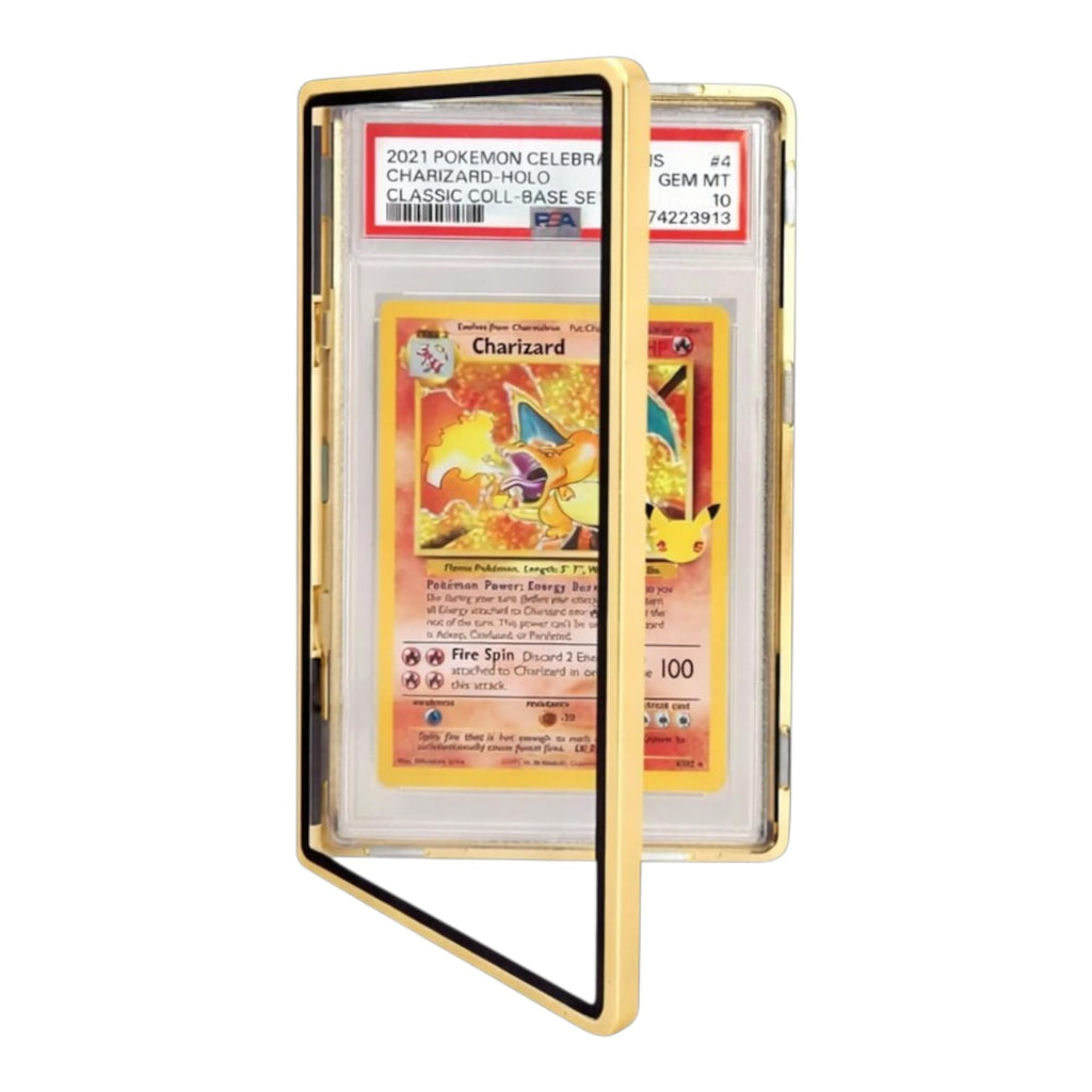 Metal PSA Slab Bumper Case UV Resistant- Safeguard Stackable Magnetic Aluminum Metal Case For Graded Cards (Black)