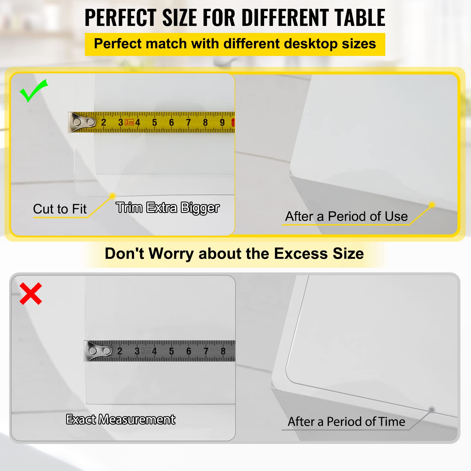 VEVOR Clear PVC Square Tablecloth, 12" x 12", 1.5mm Thick, Waterproof, Stain Resistant, Durable, Desk, Coffee Table, Dining Room Table