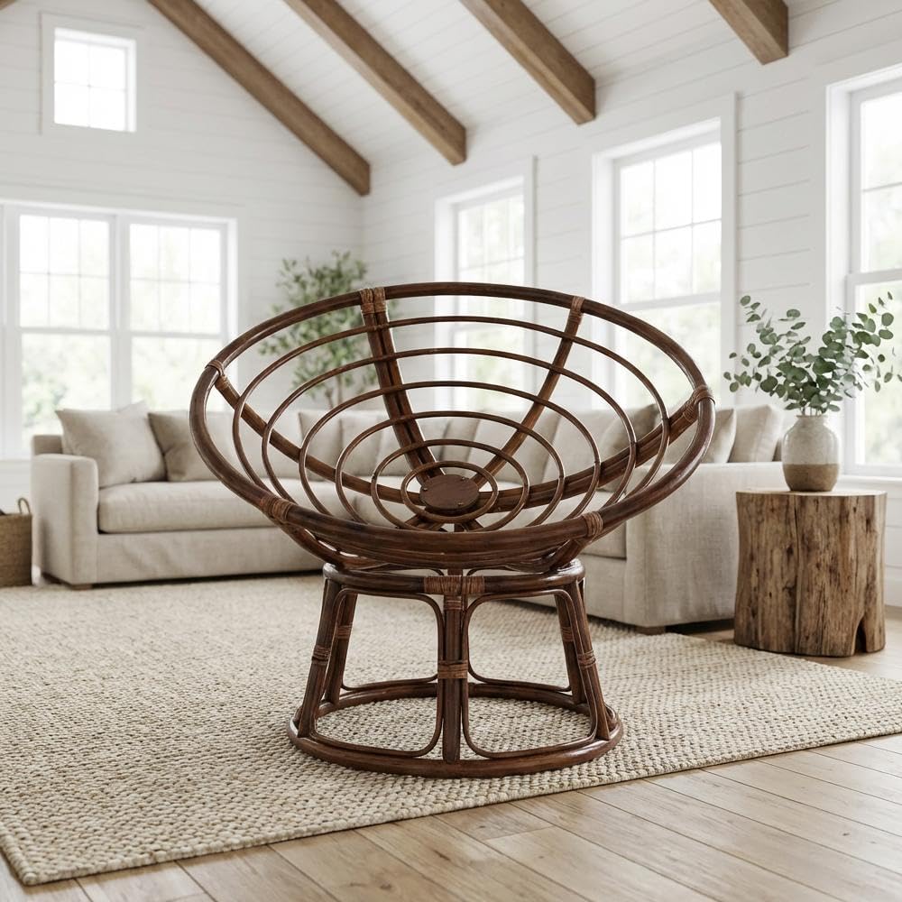 International Caravan Bali 42-inch Modern Wicker/Rattan Brown Rattan Papasan Chair Replacement Frame