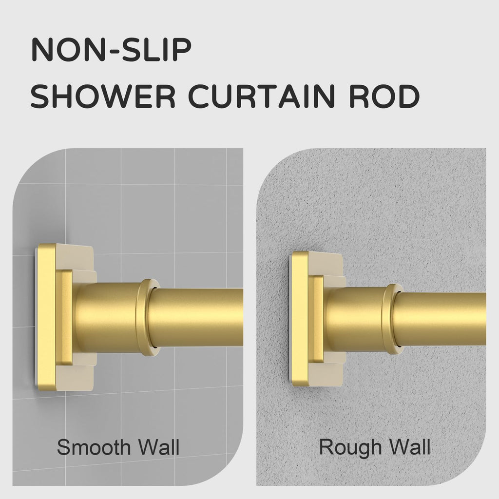UIOSANRT Tension Shower Curtain Rod 31-55 Inches Non-Slip Shower Rod Tension Mounted No Drill Black Shower Curtain Rods Spring Tension Rod Adjustable Tension Curtain Rod for Windows Bathroom