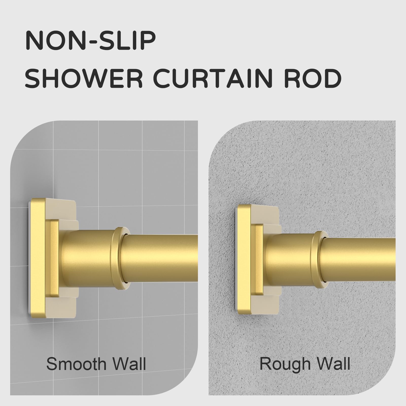 UIOSANRT Tension Shower Curtain Rod 31-55 Inches Non-Slip Shower Rod Tension Mounted No Drill Black Shower Curtain Rods Spring Tension Rod Adjustable Tension Curtain Rod for Windows Bathroom