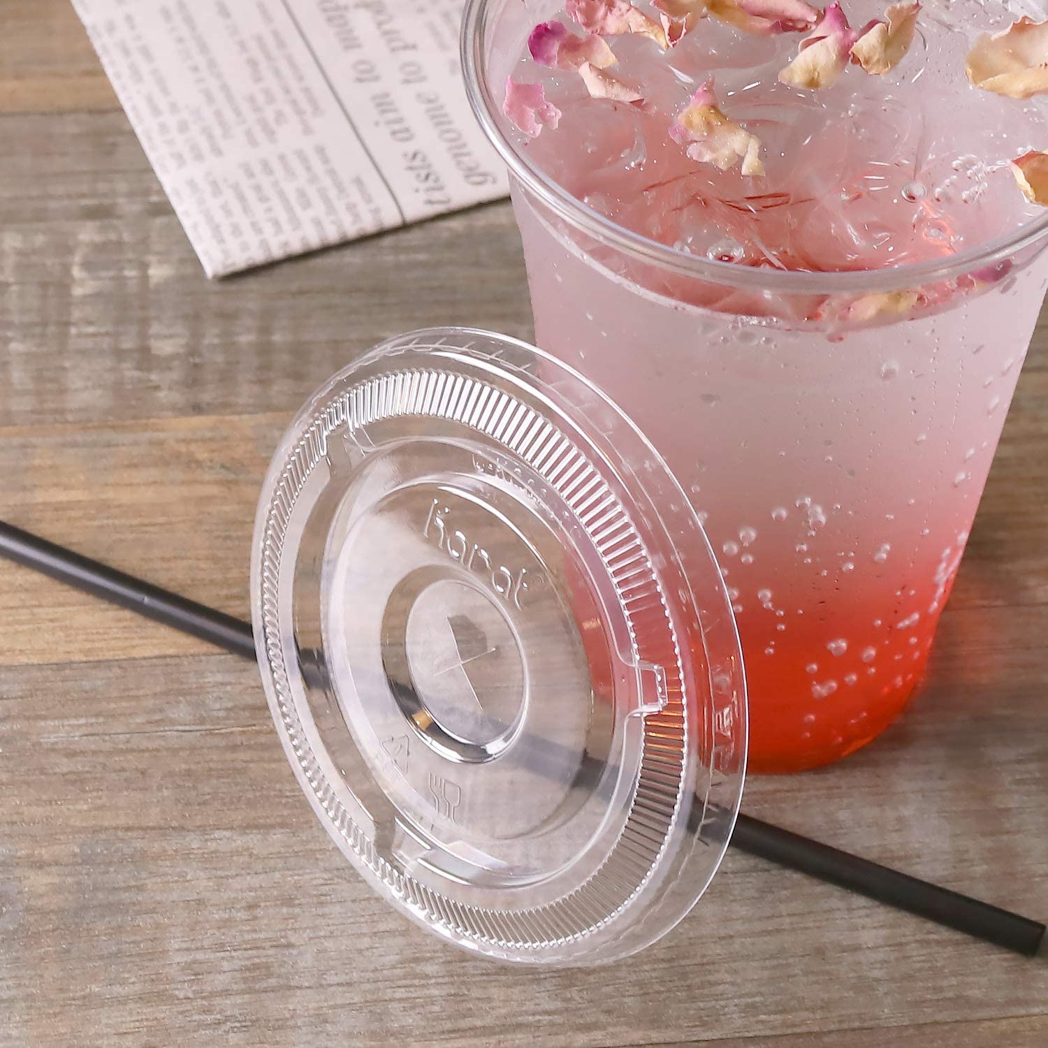 Karat C-KC626TS 98mm Diameter Flat Lids for Karat Cold Cups, Case of 1000