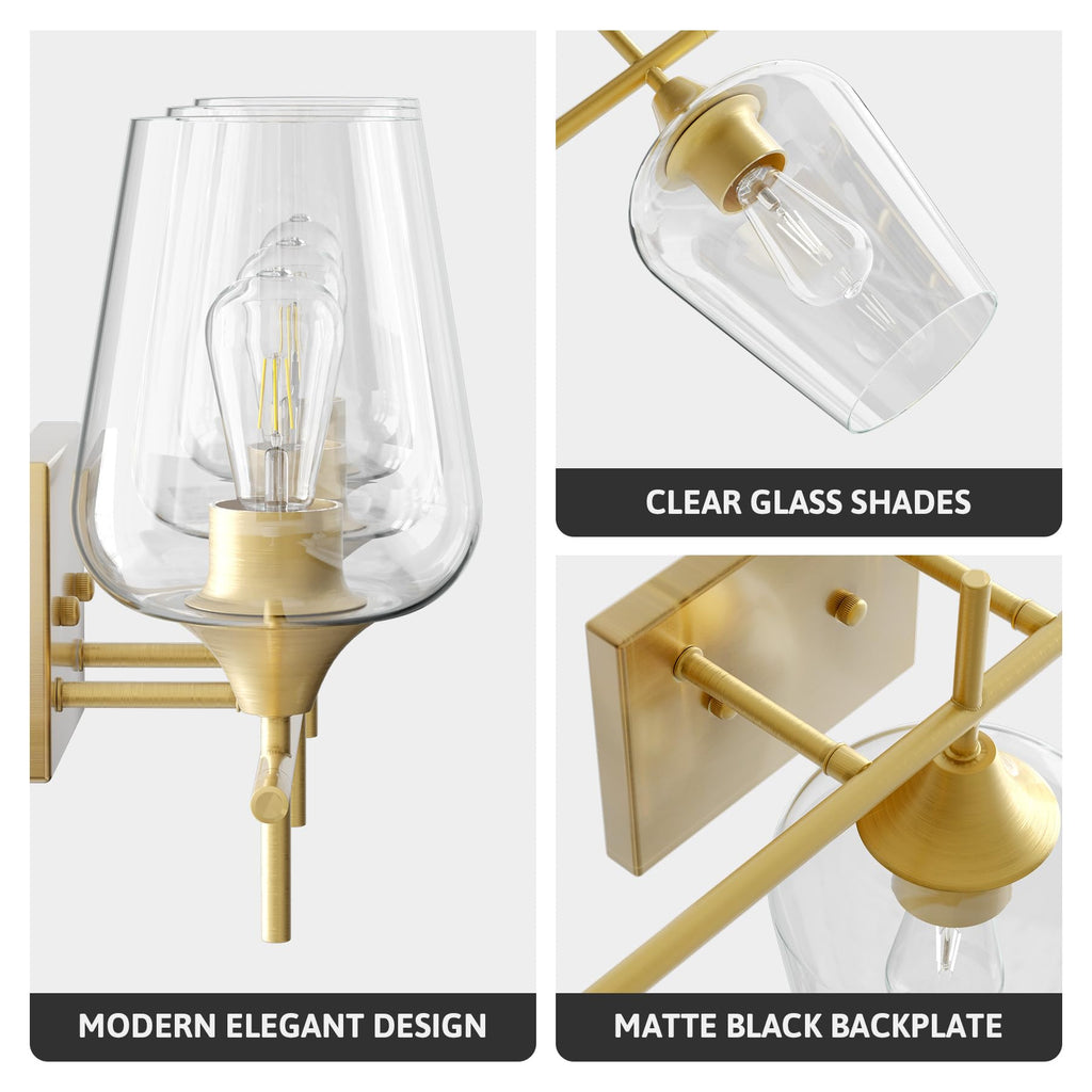 VONLUCE Bathroom Vanity Light, 2 Light Bathroom Light Fixture Over Mirror, Bathroom Wall Lamp with Clear Glass, Modern Brushed Nickel Vanity Lighting fixtures for Bathroom, Bedroom, Hallway