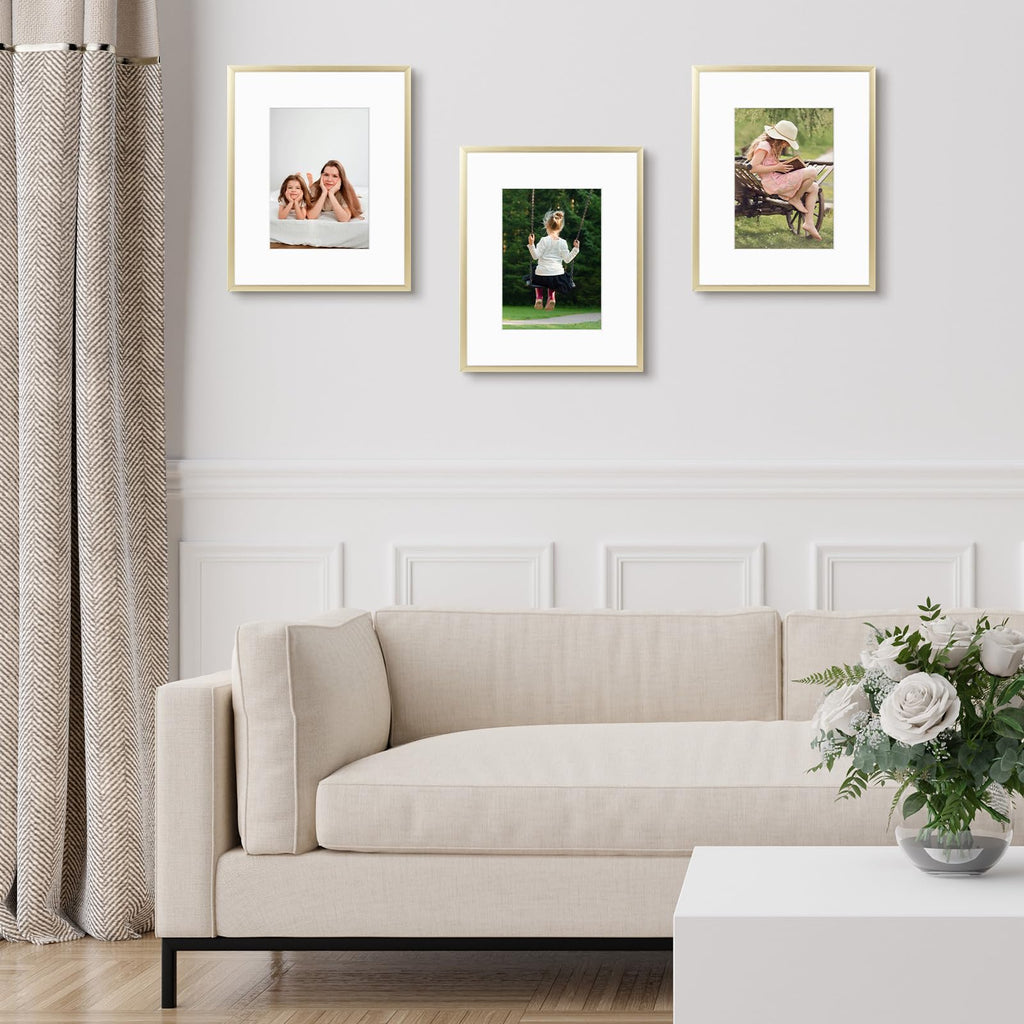Frametory, 6x8 Aluminum Picture Frame - 6 x 8 Black Frame with Removable Mat for 5 x 7 Photo - 6 by 8 Durable Metal Frame with Real Glass - Sawtooth Hanger for Easy Wall Display - 1 Pack