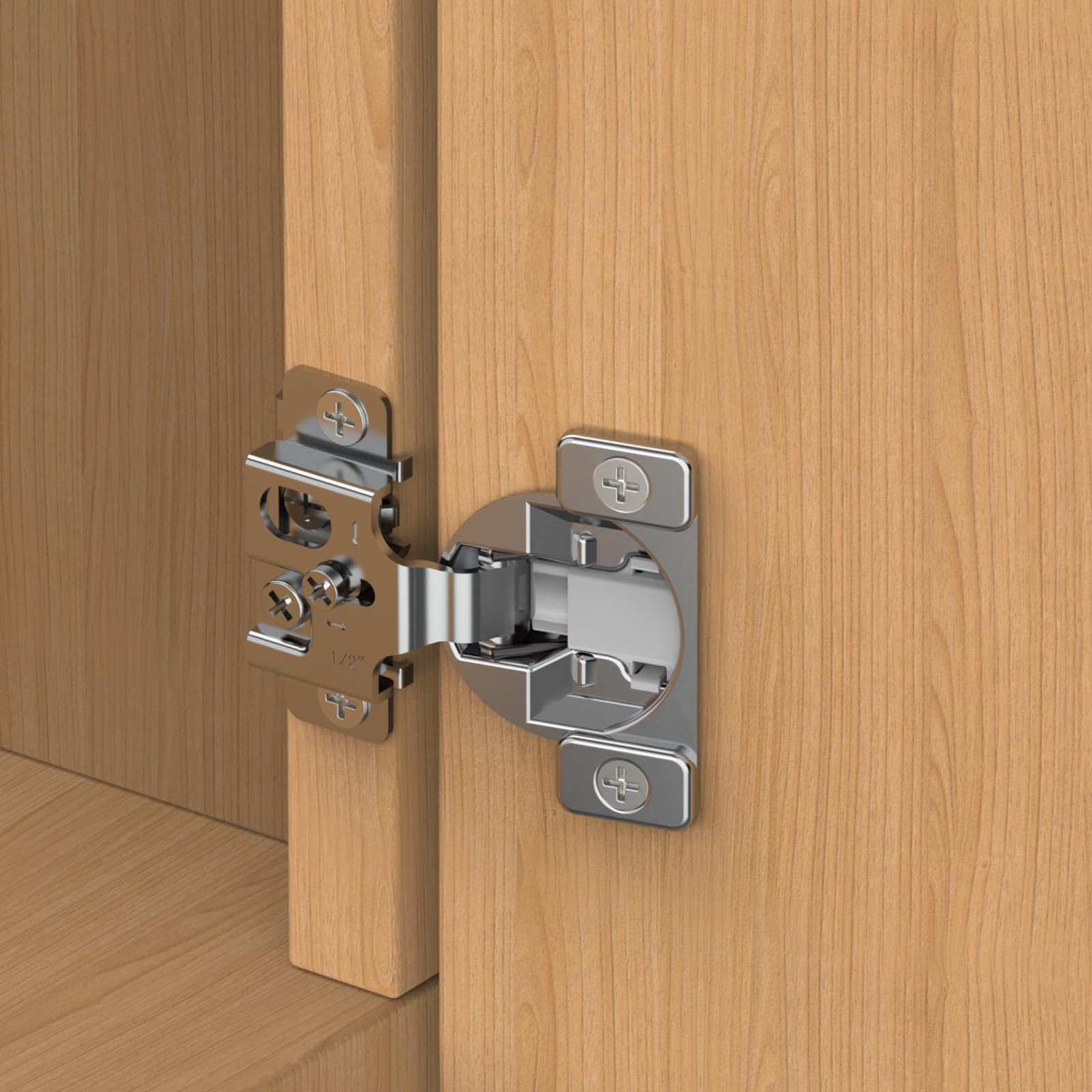 Chibery 2 Pack 1-1/4" Overlay 3D Soft Close Concealed Hinge, Face Frame Door, Small Angle Slow Close, Self Closing Hidden Satin Nickel, 105° Concealed Stainless Steel Hinges for Kitchen Cabinet Door