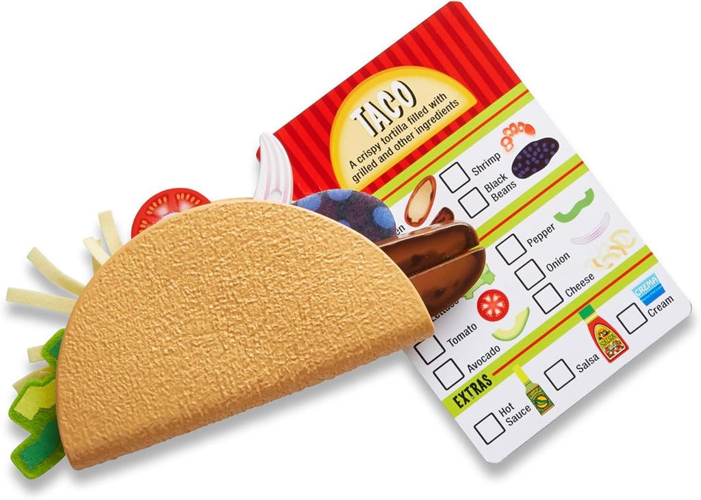 Melissa & Doug Fill & Fold Taco & Tortilla Set, 43 Pieces – Sliceable Wooden Mexican Play Food, Skillet, and More - FSC Certified
