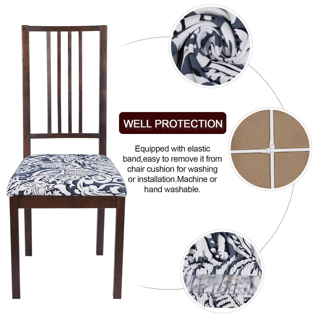 SearchI Seat Covers for Dining Room Chairs Stretch Printed Chair Seat Covers Set of 2, Removable Washable Upholstered Chair Seat Protector Cushion Slipcovers for Kitchen, Office(Ball Flower)