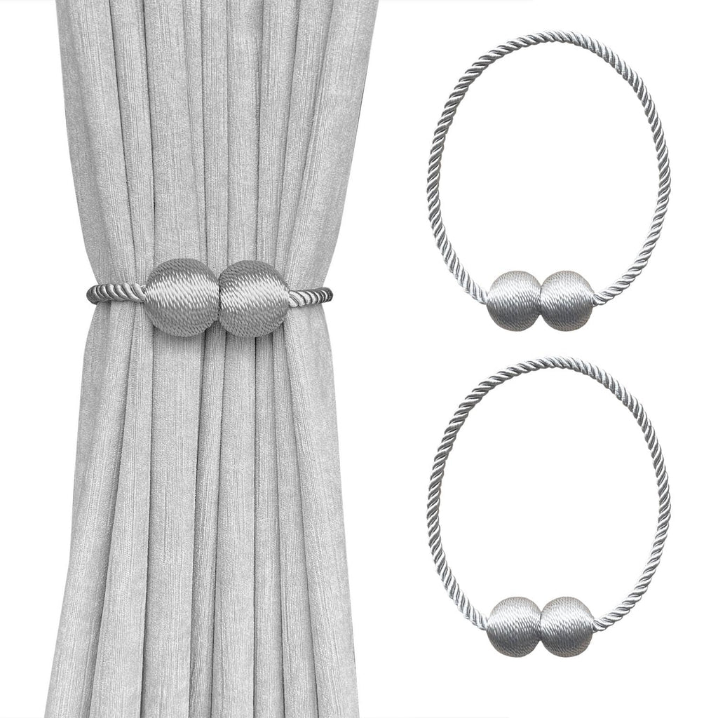 Melaluxe 2 Pack Magnetic Curtain Tiebacks, Decorative Curtain Holdbacks for Window Décor (Beige)