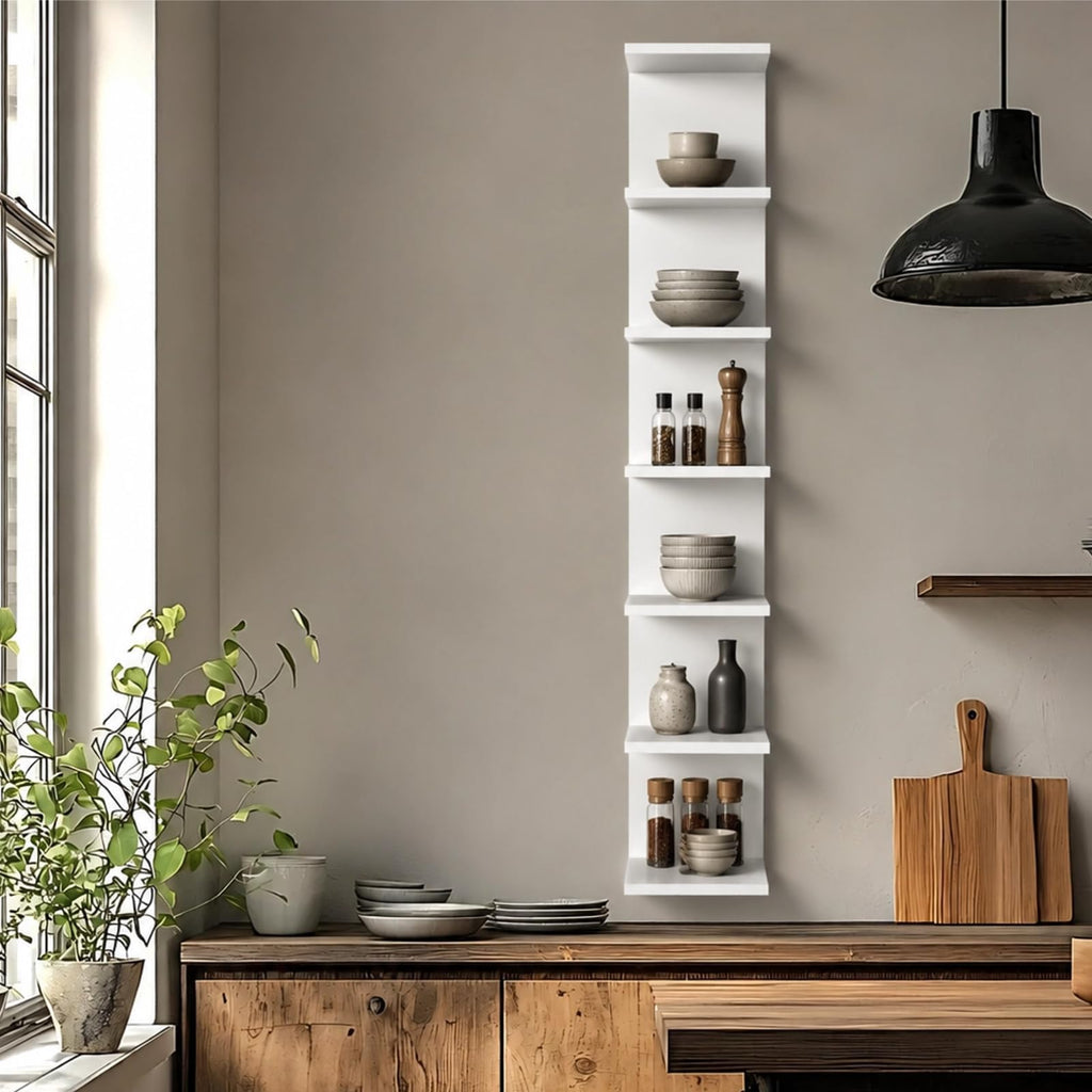 Homaterial Wall Shelves 4 Tier, Simple Vertical Corner Shelf for Room, Kitchen Wall Decor, Makeup Perfume Organizer,Decorative Shelving Unit, Black