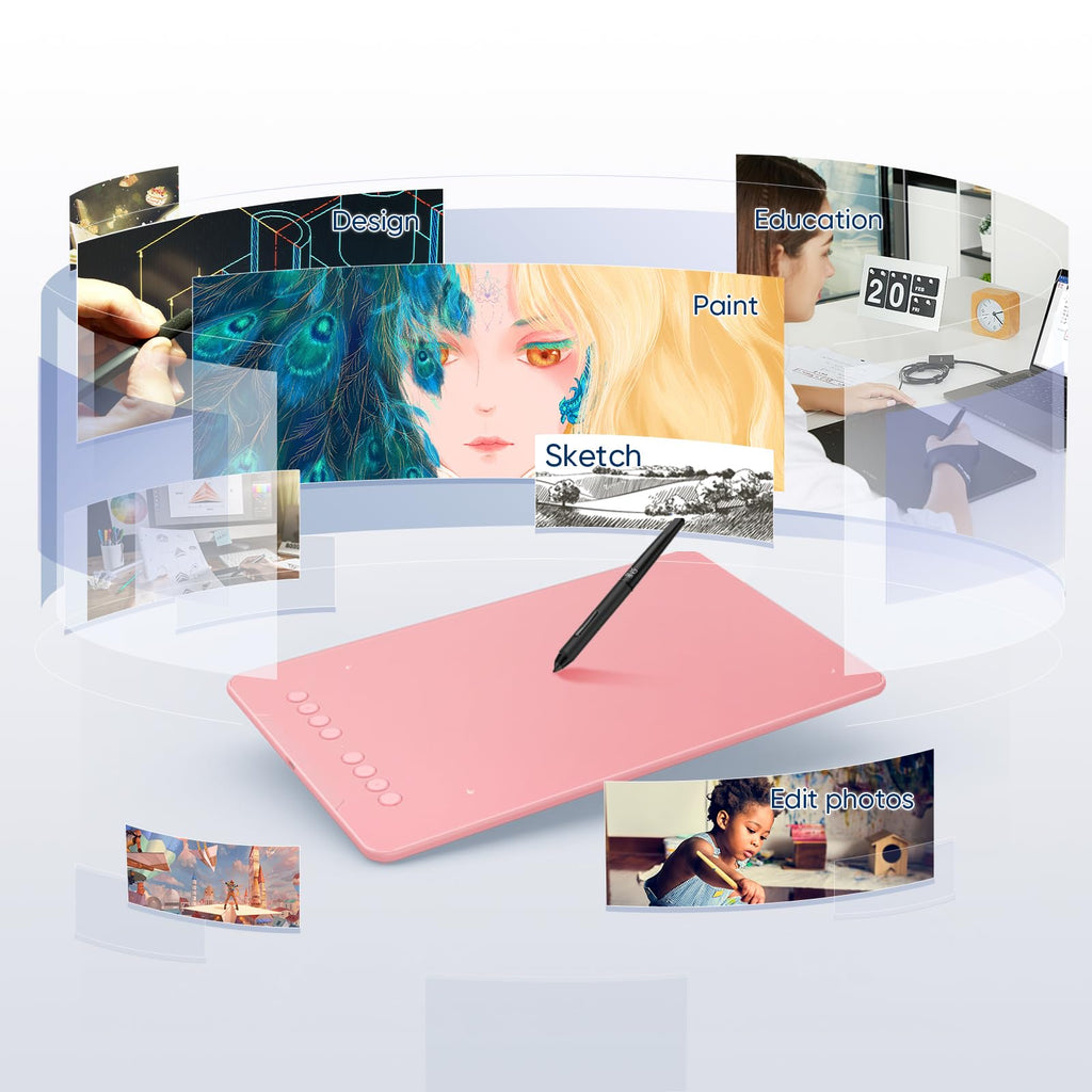 XPPen Updated Deco 01 V3 Drawing Tablet, 16384 Pressure Sensitivity, 8 Custom Shortcuts, 220 Report Rate for OSU Drawing Pad, Remote Teaching & Animation, Compatible with Android, Windows, macOS