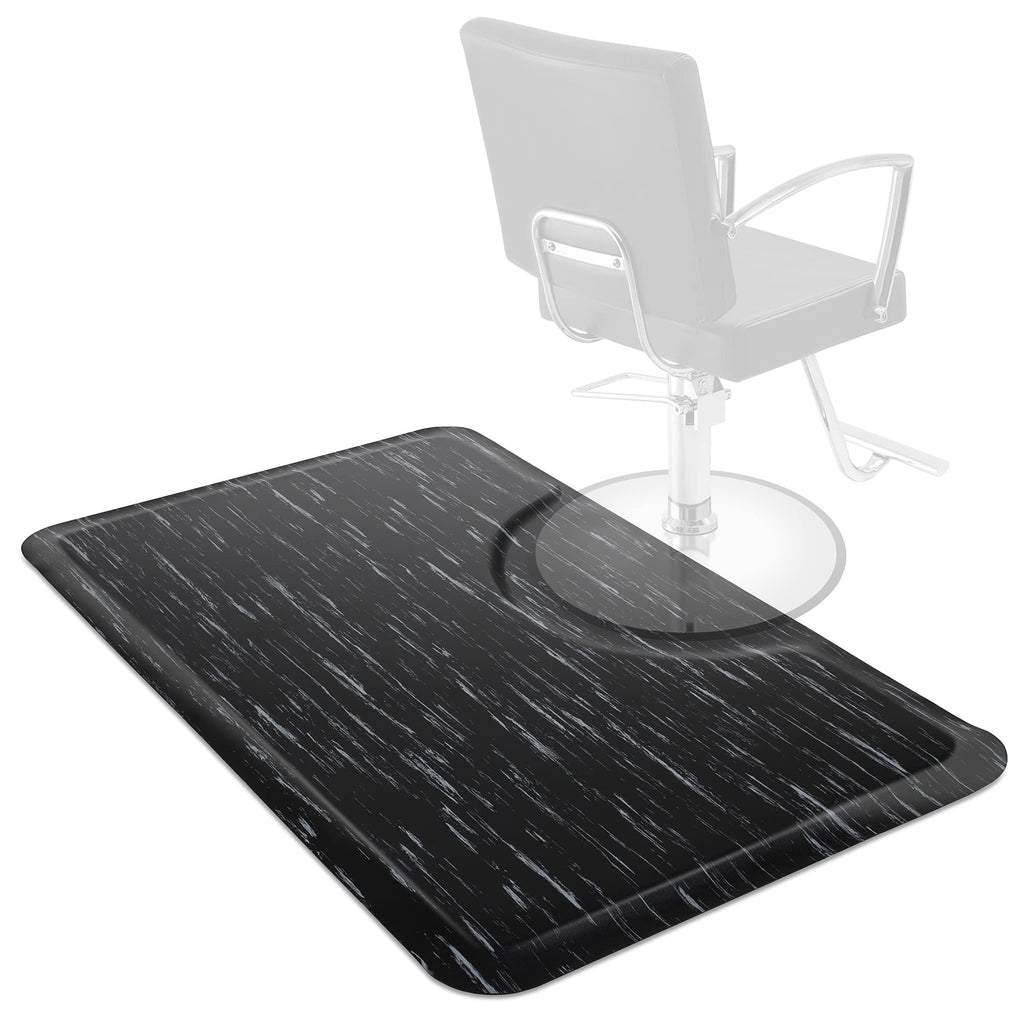Saloniture 3 ft. x 5 ft. Salon & Barber Shop Chair Anti-Fatigue Floor Mat - Black Rectangle - 1/2 in. Thick