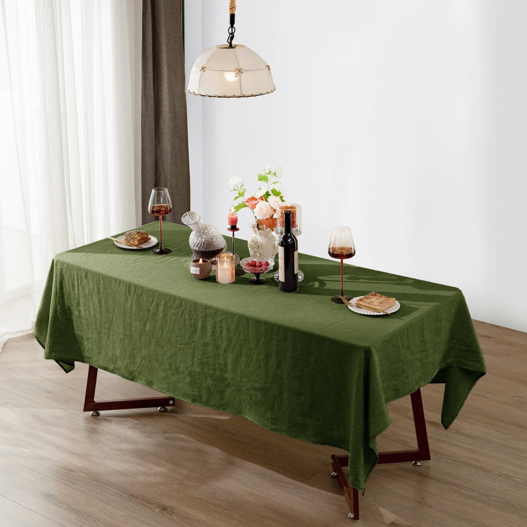 Talasily Linen Tablecloth 100% Pure Linen Table Cloth 60x84 Inches Rectangle Tablecloths Washable Cloths for Kitchen, Dining, Buffet Parties, Holidays, Picnic, Weddings and Restaurants-Caramel