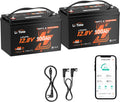 LiTime Pack of 2 Lithium Battery 12V 100Ah LiFePO4 with Bluetooth Compatible Victron, CAN/RS485, BMS 100A, 4000-15000 Cycles, Temperature Protection, Ideal for Motorhomes, Boats and Off-Grid Systems