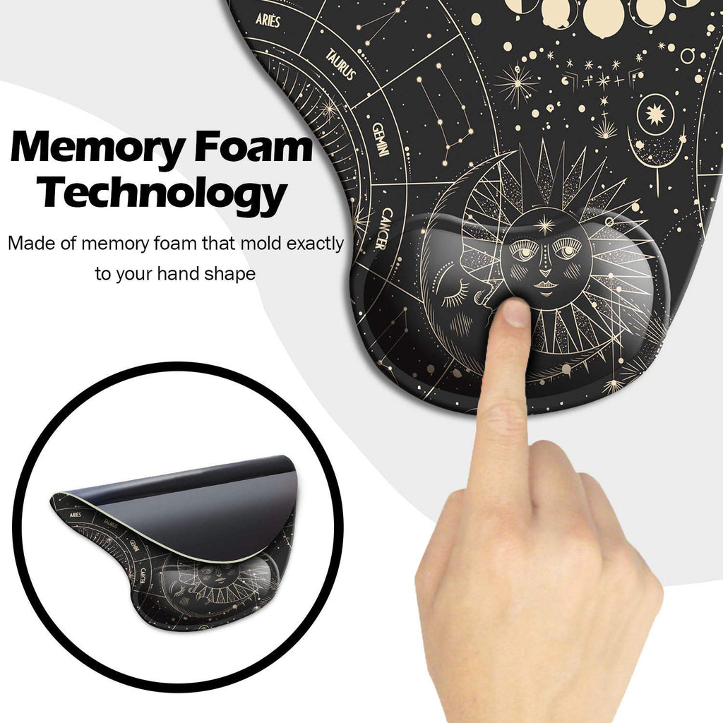 DOOKE Ergonomic Mouse Pad with Wrist Support and Coaster,Mouse Pads with Non-Slip PU Base for Home Office Working Studying Easy Typing & Pain Relief Aesthetic Art