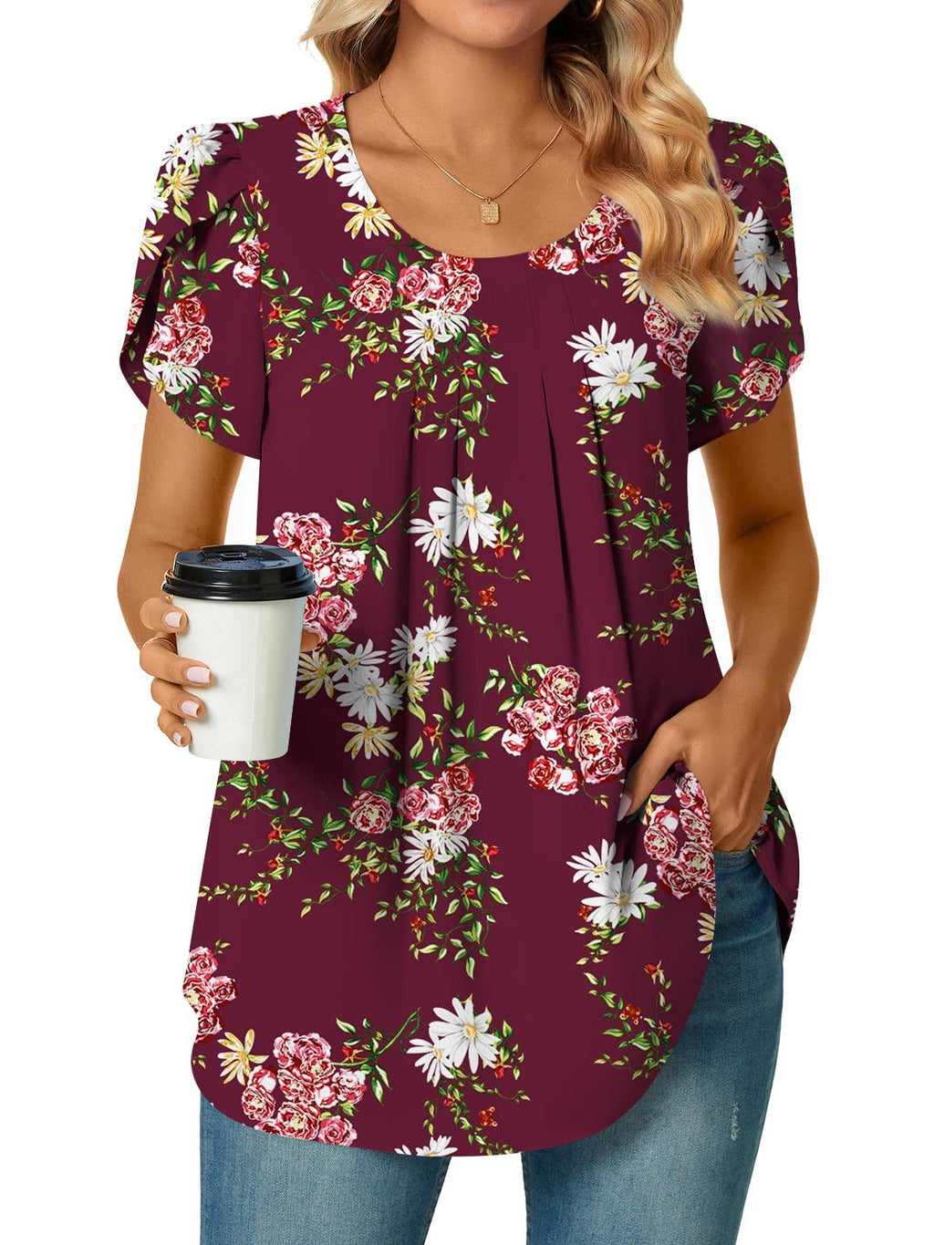 Bestbee Womens Plus Size Tops Dressy Casual Summer Chiffon Blouses Short Sleeve Dress Shirts Business Loose Fit Tunics