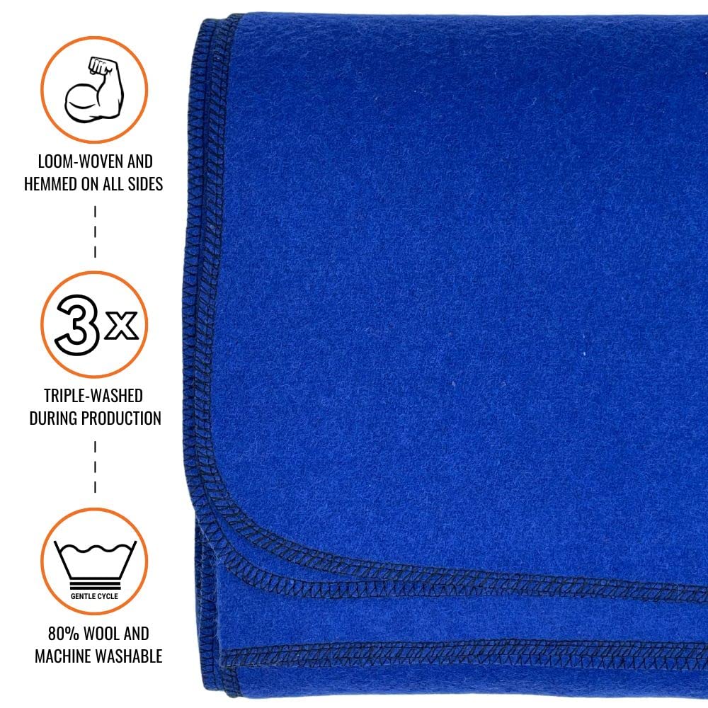 Arcturus Military Wool Blanket - Warm, Thick, Washable - Great for Outdoors, Camping, Stadium Blanket, Picnics, Travel - Car & Bushcraft Survival Kits