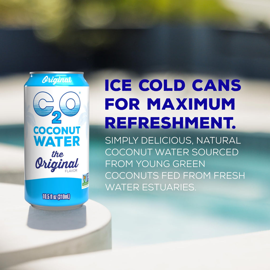 C2O - Coconut Water with Ginger, Lime, & Turmeric (12 Pack) - Made with Fresh Coconut Water - Plant Based - Non GMO - Canned Water - Natural Hydration, Electrolytes, & Potassium - 12 Cans, 17.5 FL OZ