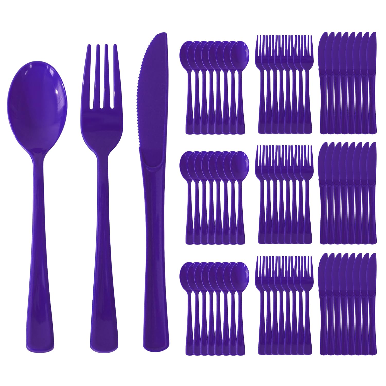 150 Pack Plastic Silverware,Disposable Cutlery Set Heavy Duty Utensil Sets 50 Forks 50 Knives 50 Spoons for Brithday, Wedding,Home School Party Picnics Restaurant Outdoor Events (Black)