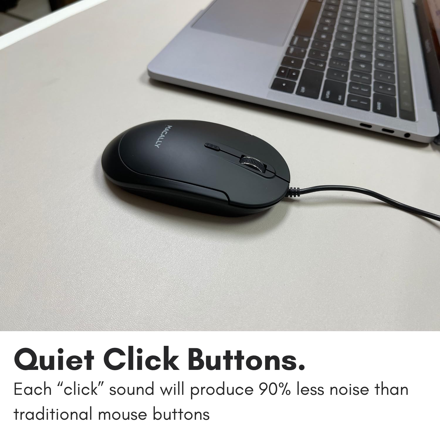 Macally Wired USB C Mouse for Mac and PC - Slim, Quiet, and Reliable - Type C Mouse for MacBook Pro/Air, iMac, Apple iPad, Laptop, Computer Desktop with 3 Button, Scroll Wheel, USBC, and 4 DPI Mode