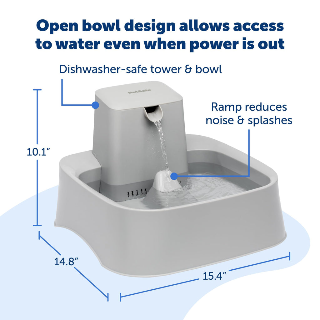 PetSafe Oasys 1 Gallon (128 Ounce) Pet Fountain - Cat or Small to Medium Breed Dog Water Fountain - Dishwasher Safe Filtered Water Dispenser with Flow Control - Filters Included - Easy to Clean