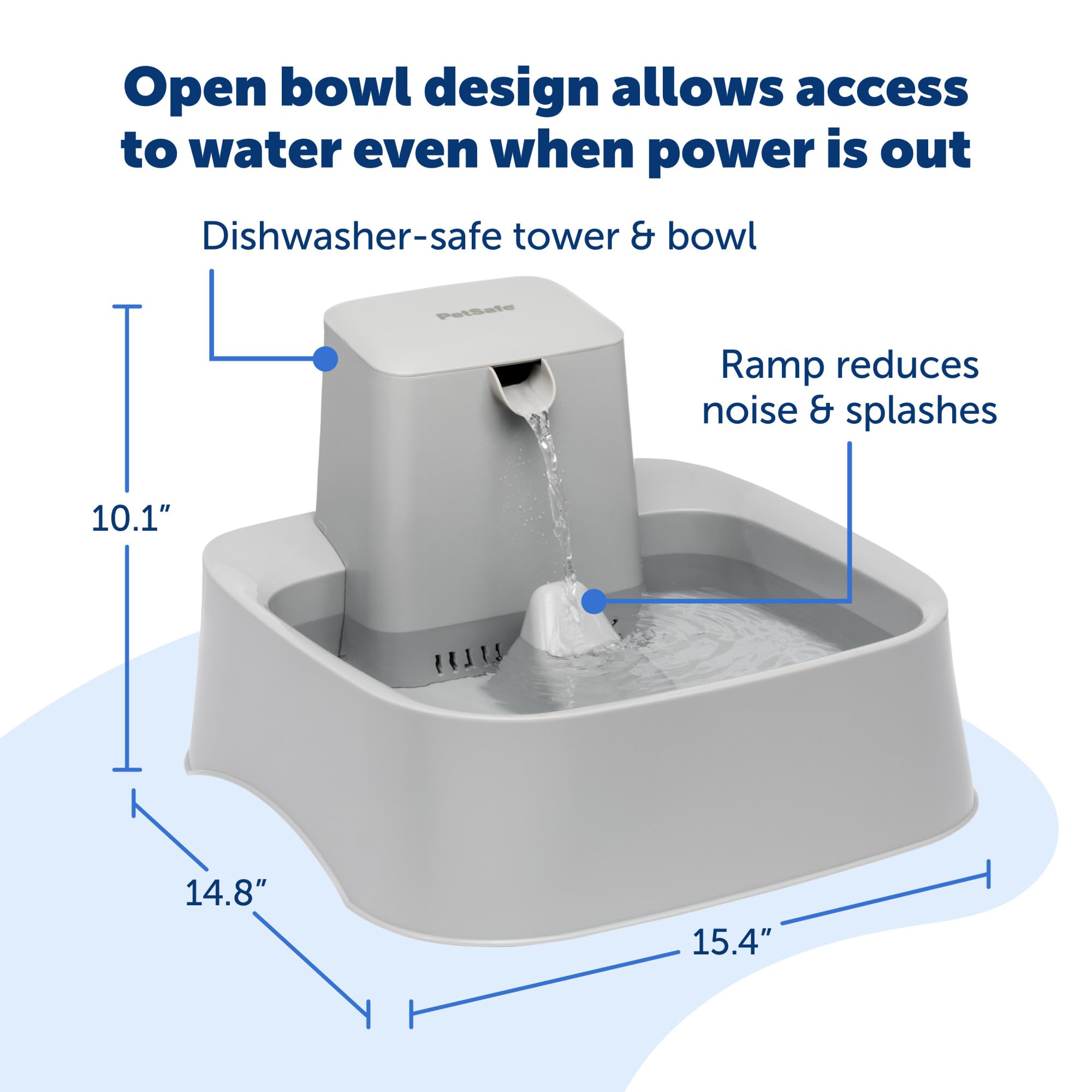 PetSafe Oasys 1 Gallon (128 Ounce) Pet Fountain - Cat or Small to Medium Breed Dog Water Fountain - Dishwasher Safe Filtered Water Dispenser with Flow Control - Filters Included - Easy to Clean
