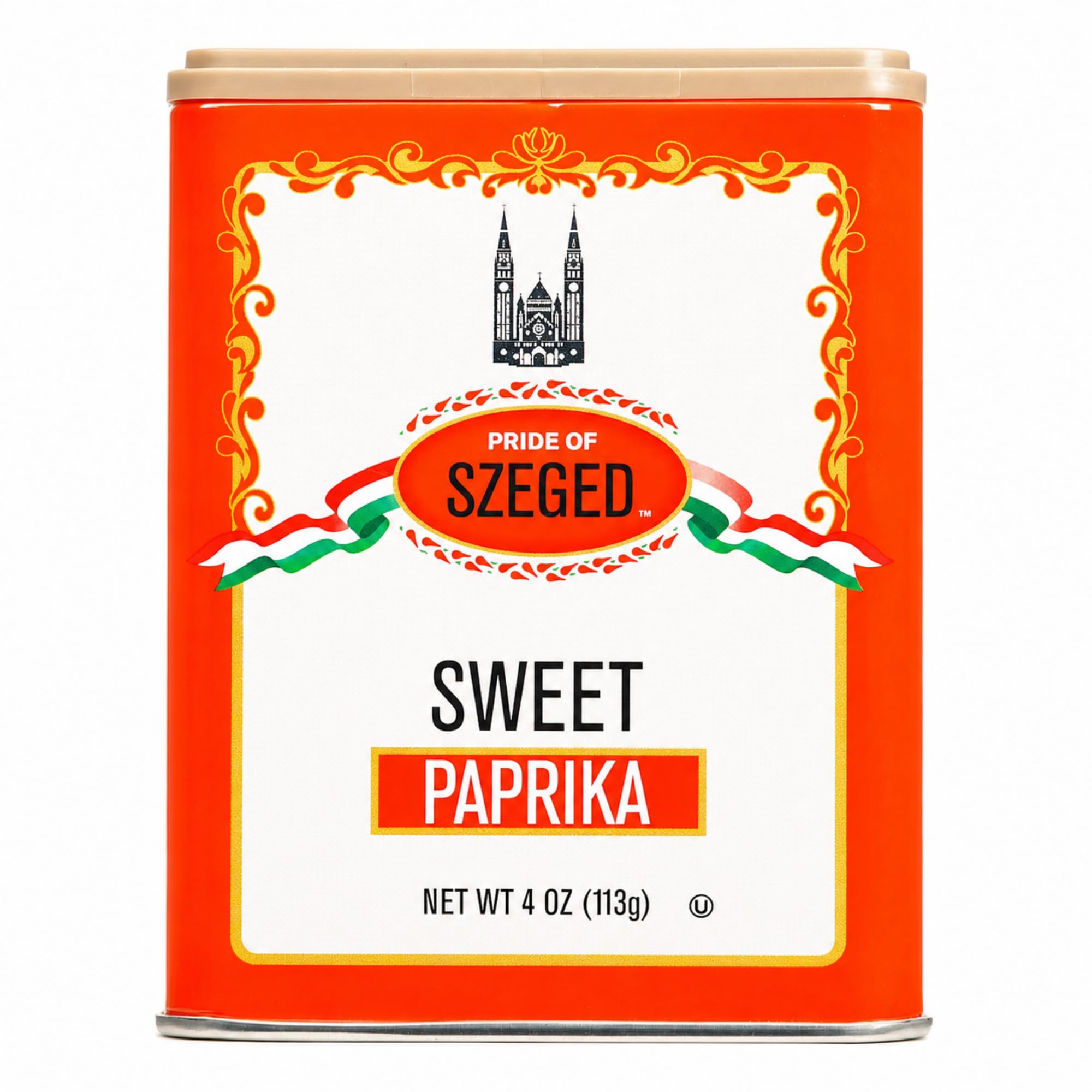 Pride of Szeged Hot Paprika Powder, Bright Red, 4 oz. Tin, 1-Count